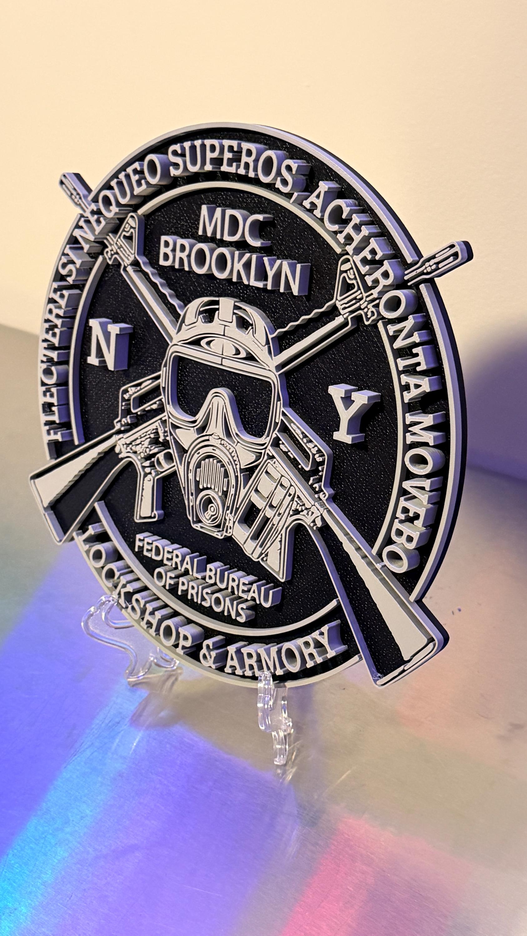 MDC Brooklyn Lockshop & Armory - Federal Bureau Of Prisons 3D Display Plaque NY