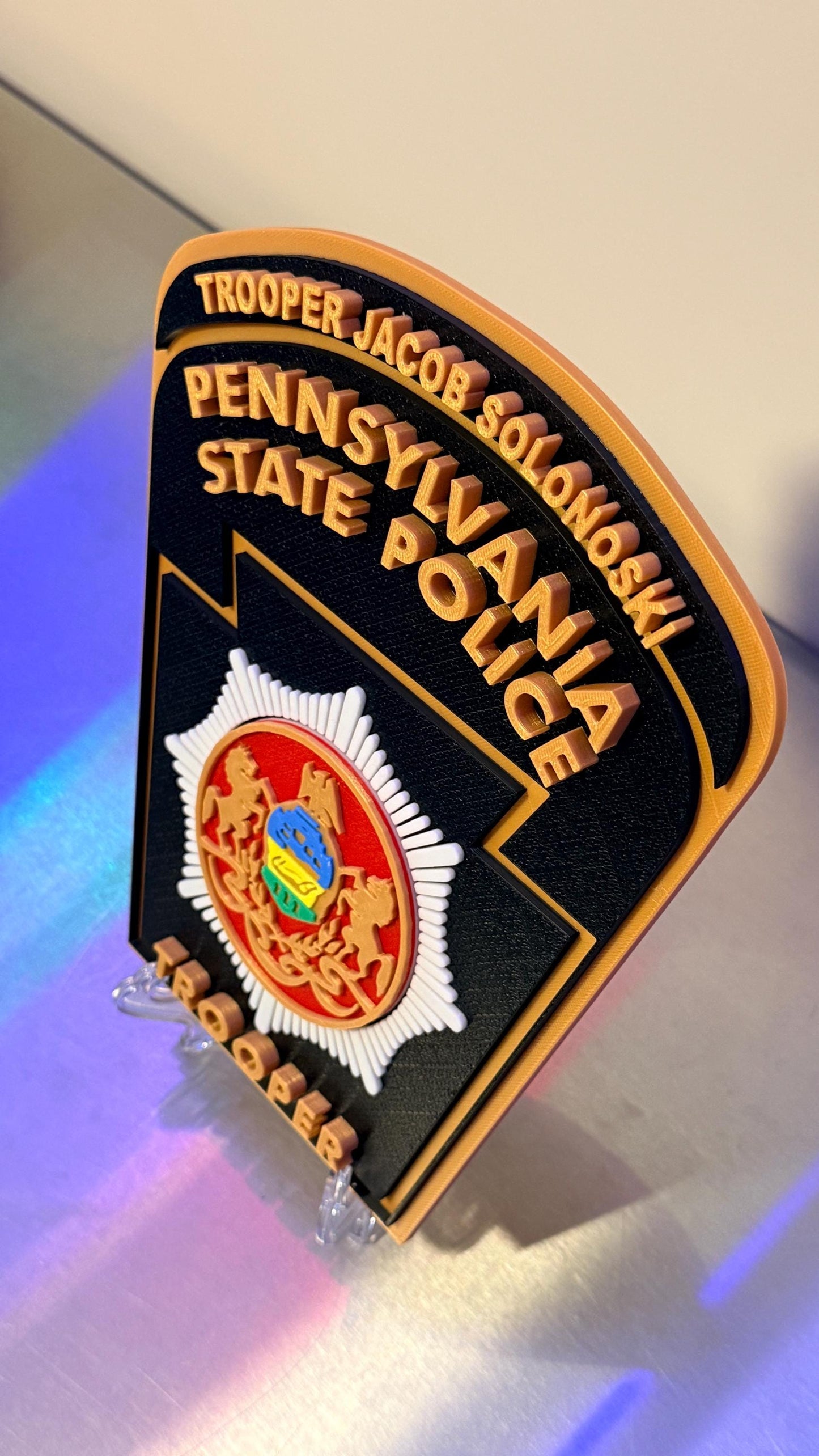 Customizable Pennsylvania State Police Trooper 3D Display Plaque PSP PA