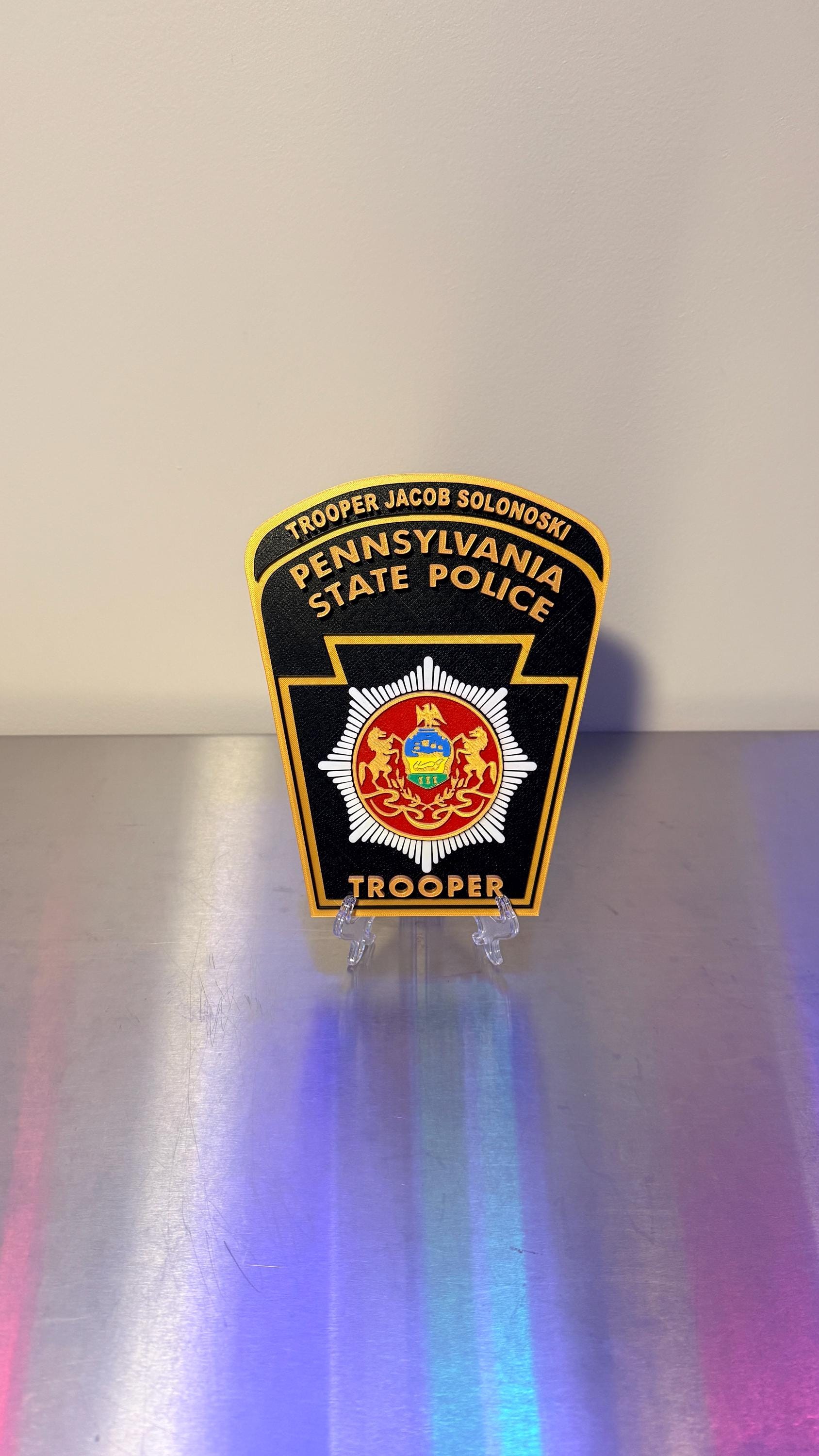 Customizable Pennsylvania State Police Trooper 3D Display Plaque PSP PA