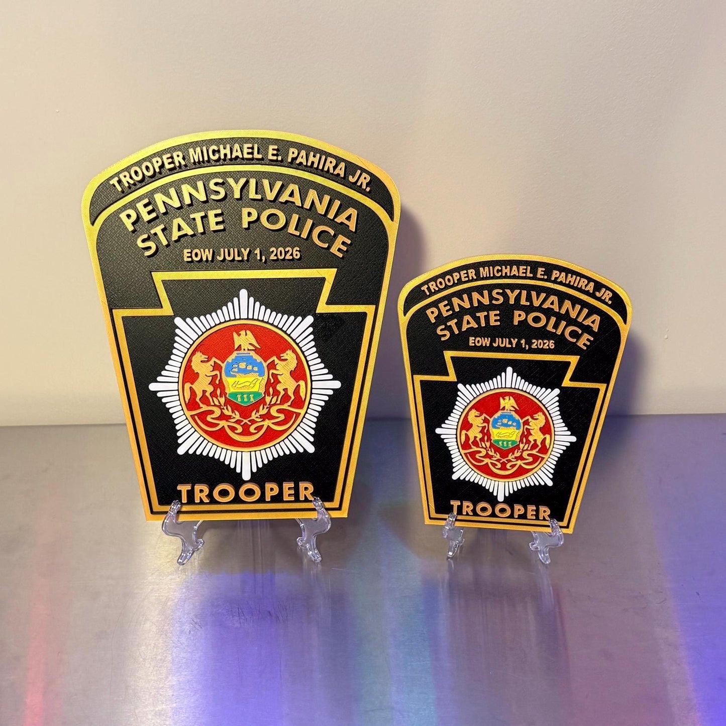Customizable Pennsylvania State Police Trooper 3D Display Plaque PSP PA