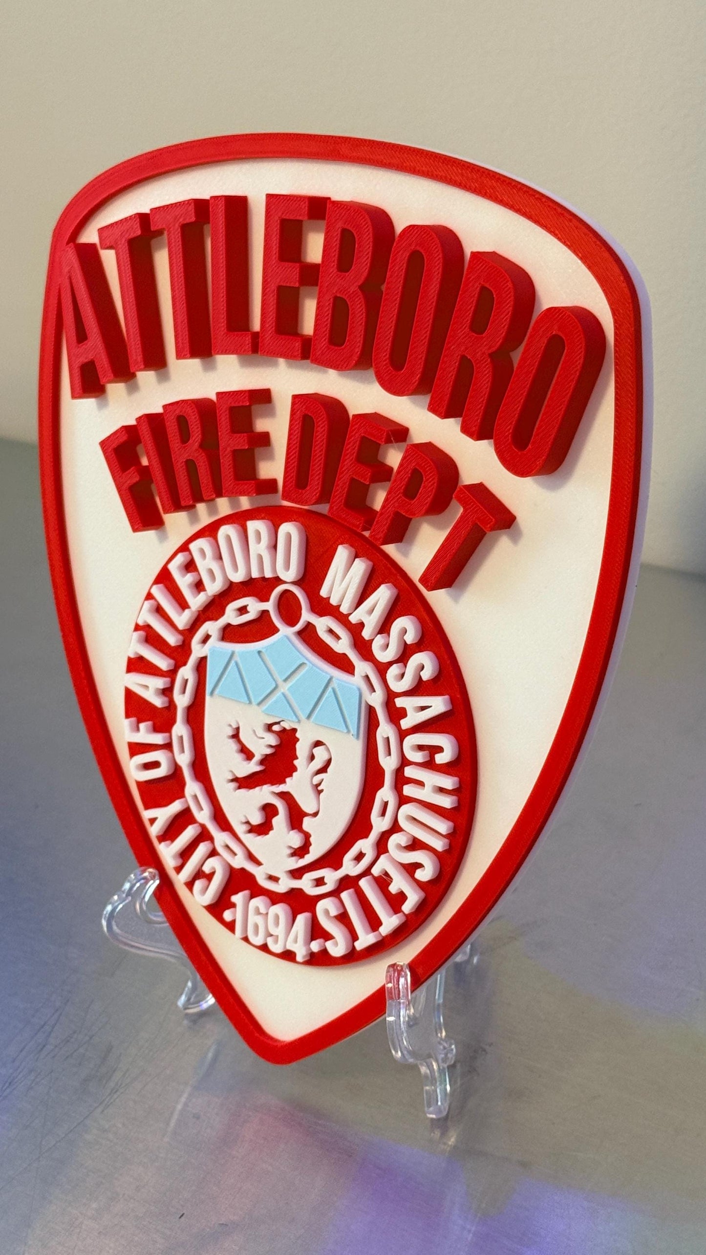 Attleboro Fire Department 3D Plaque: First Responder Wall Art MA Massachusetts