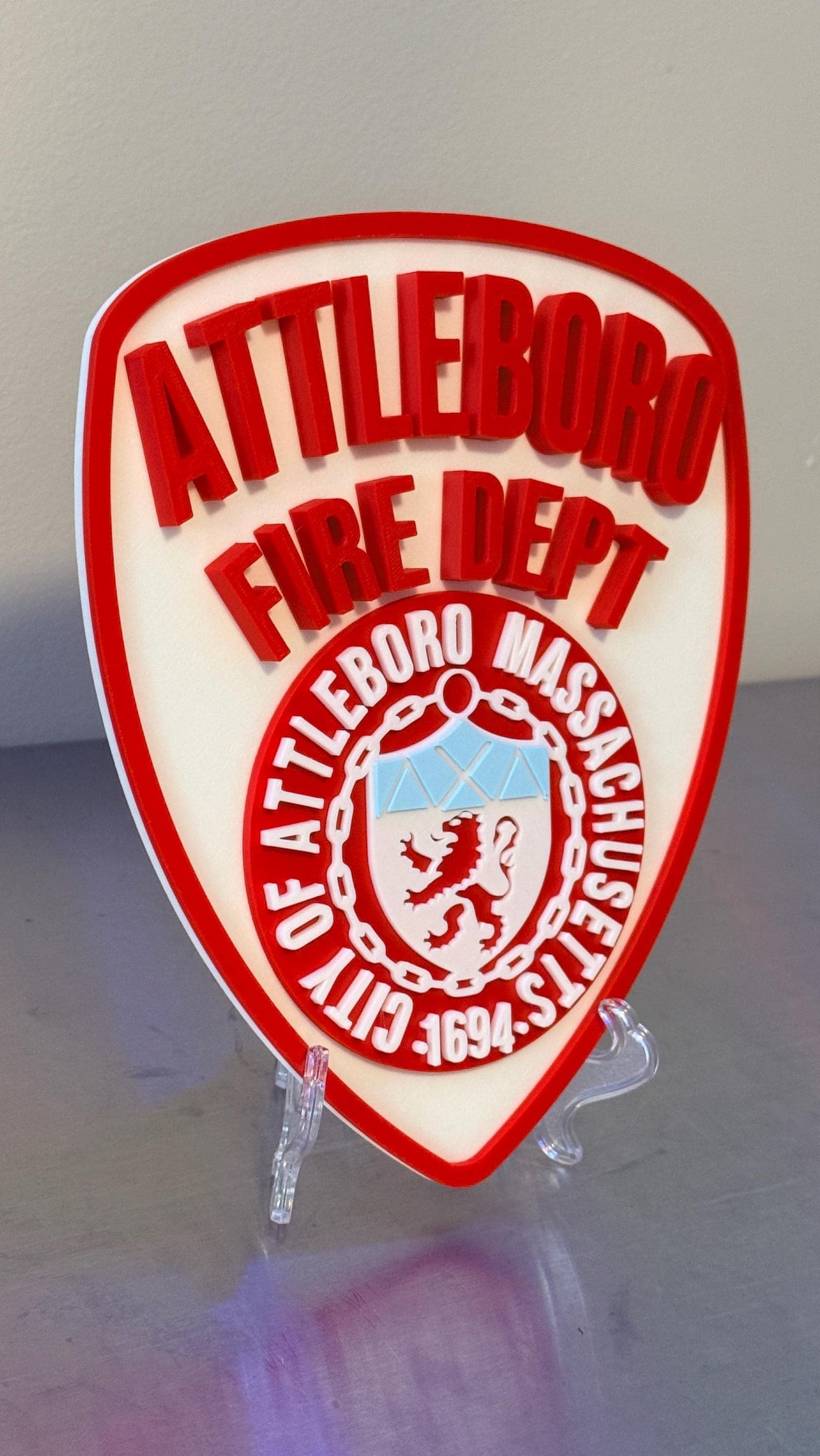 Attleboro Fire Department 3D Plaque: First Responder Wall Art MA Massachusetts