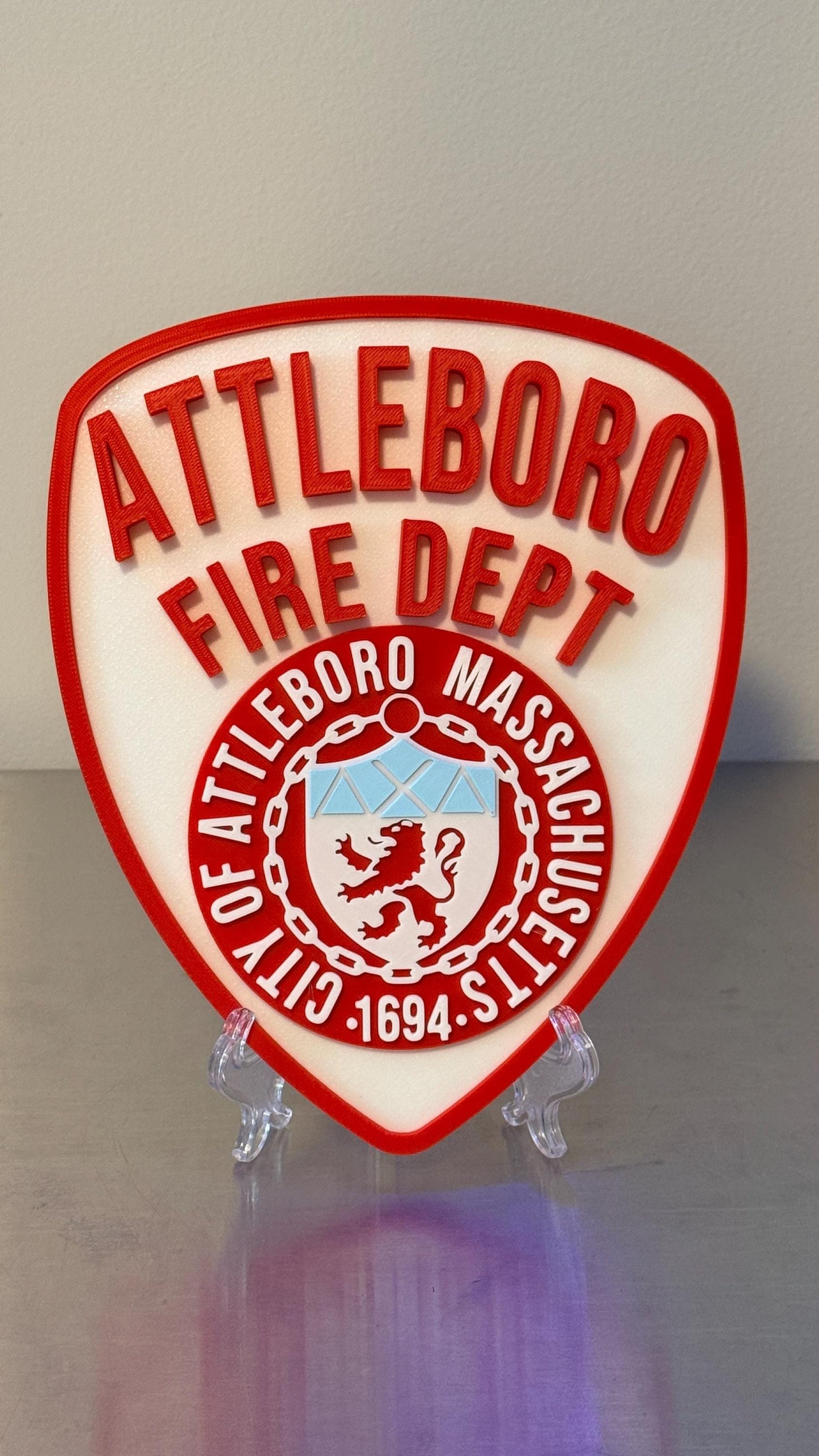 Attleboro Fire Department 3D Plaque: First Responder Wall Art MA Massachusetts