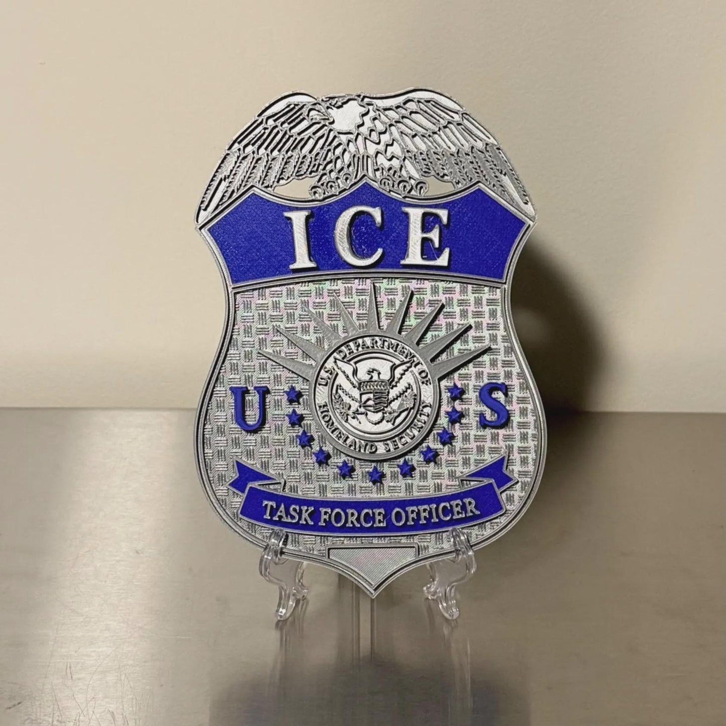 DHS ICE Badge 2 COLOR Display 3D Embossed Police Plaque - Government