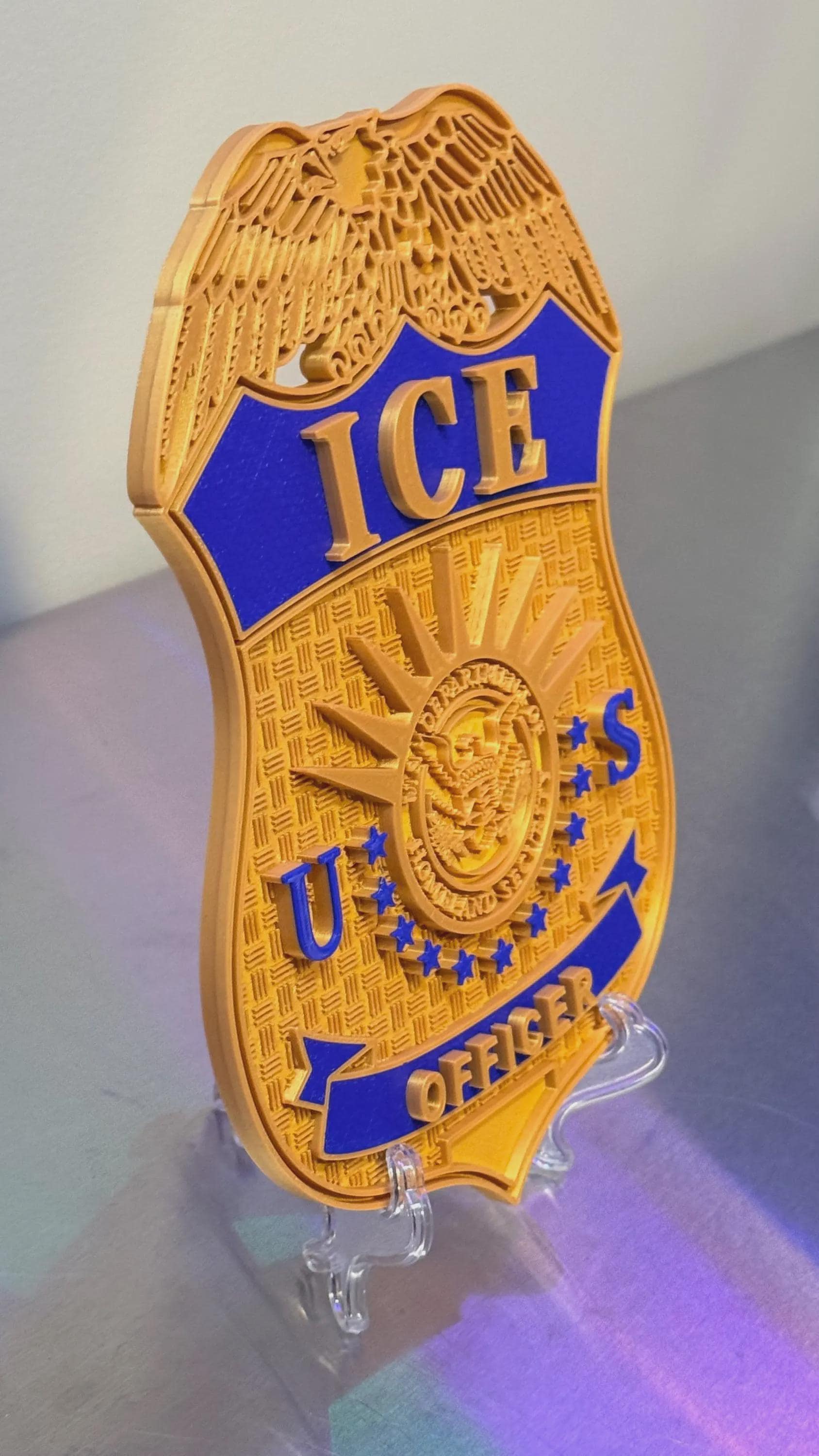 DHS ICE Badge 2 COLOR Display 3D Embossed Police Plaque - Government