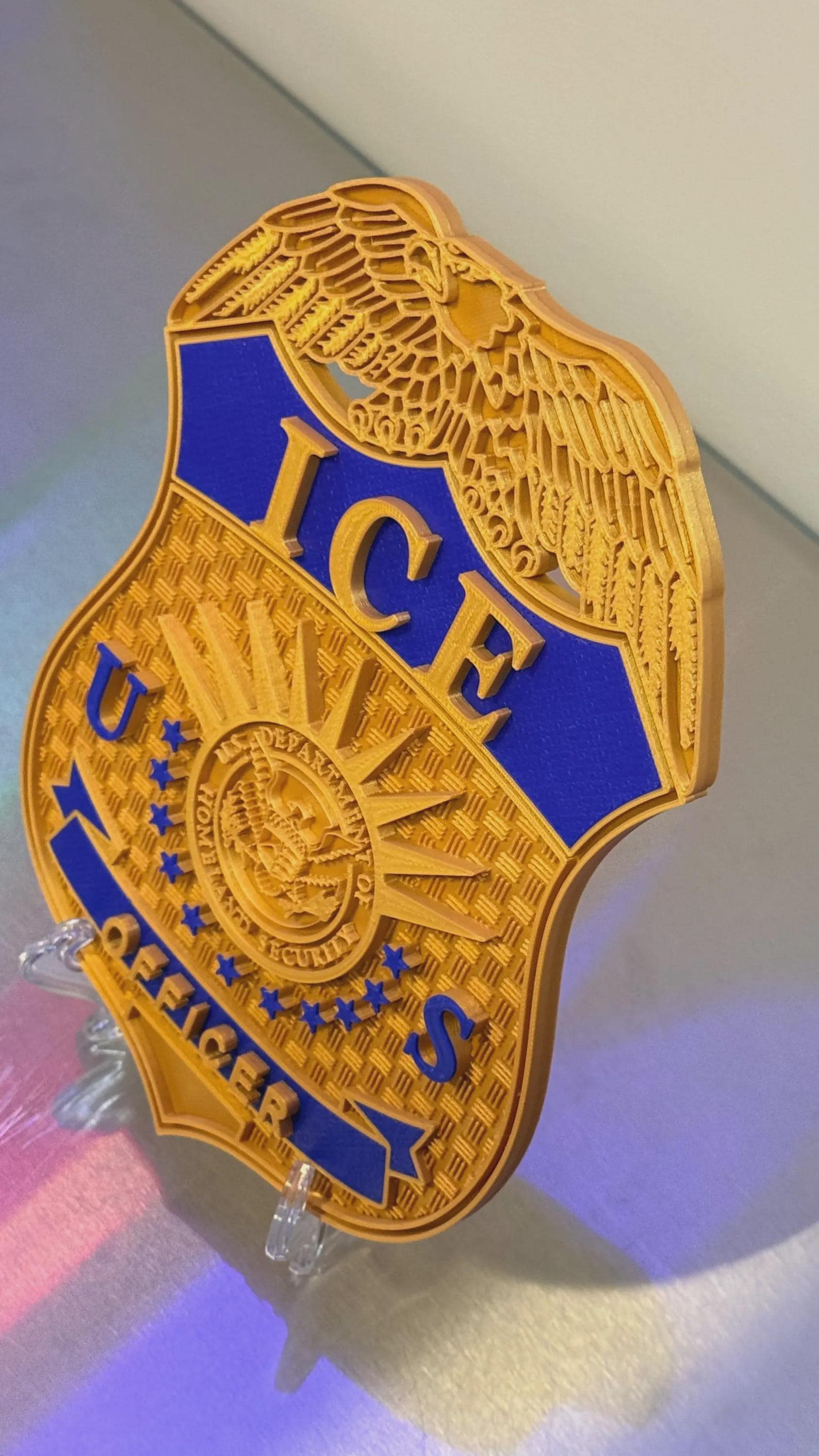 DHS ICE Badge 2 COLOR Display 3D Embossed Police Plaque - Government