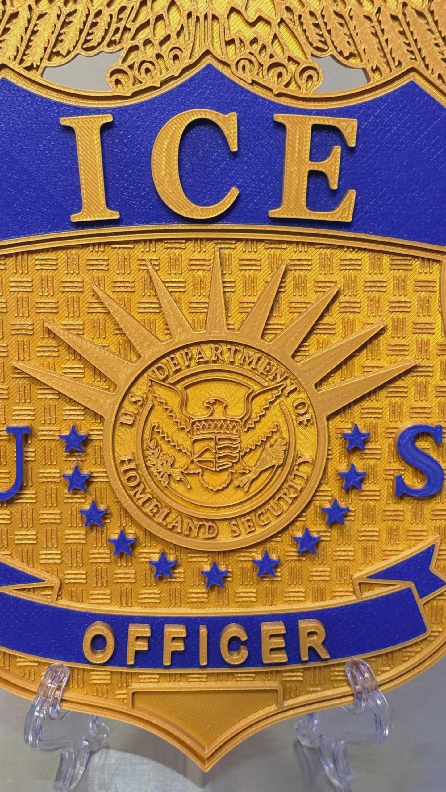 DHS ICE Badge 2 COLOR Display 3D Embossed Police Plaque - Government