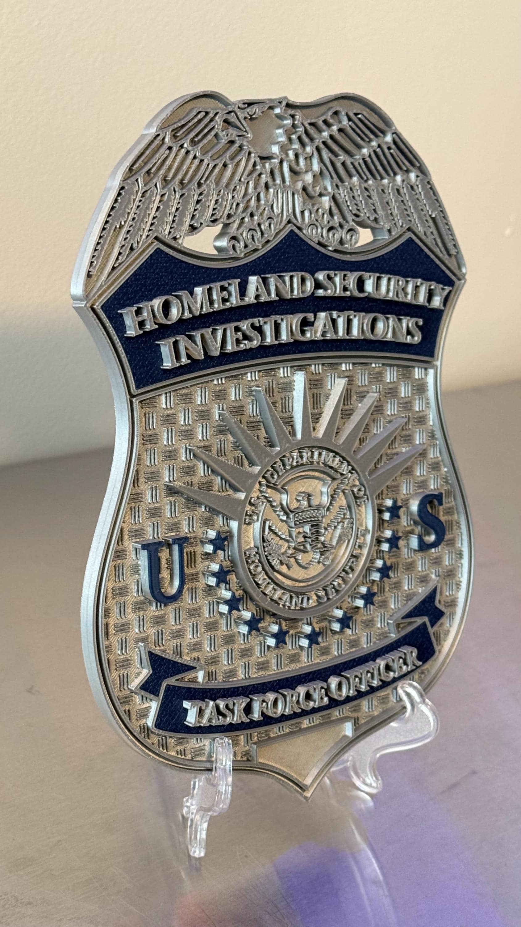 HSI Homeland Security Investigations Badge Display: 3D Embossed Police Plaque - Government ICE