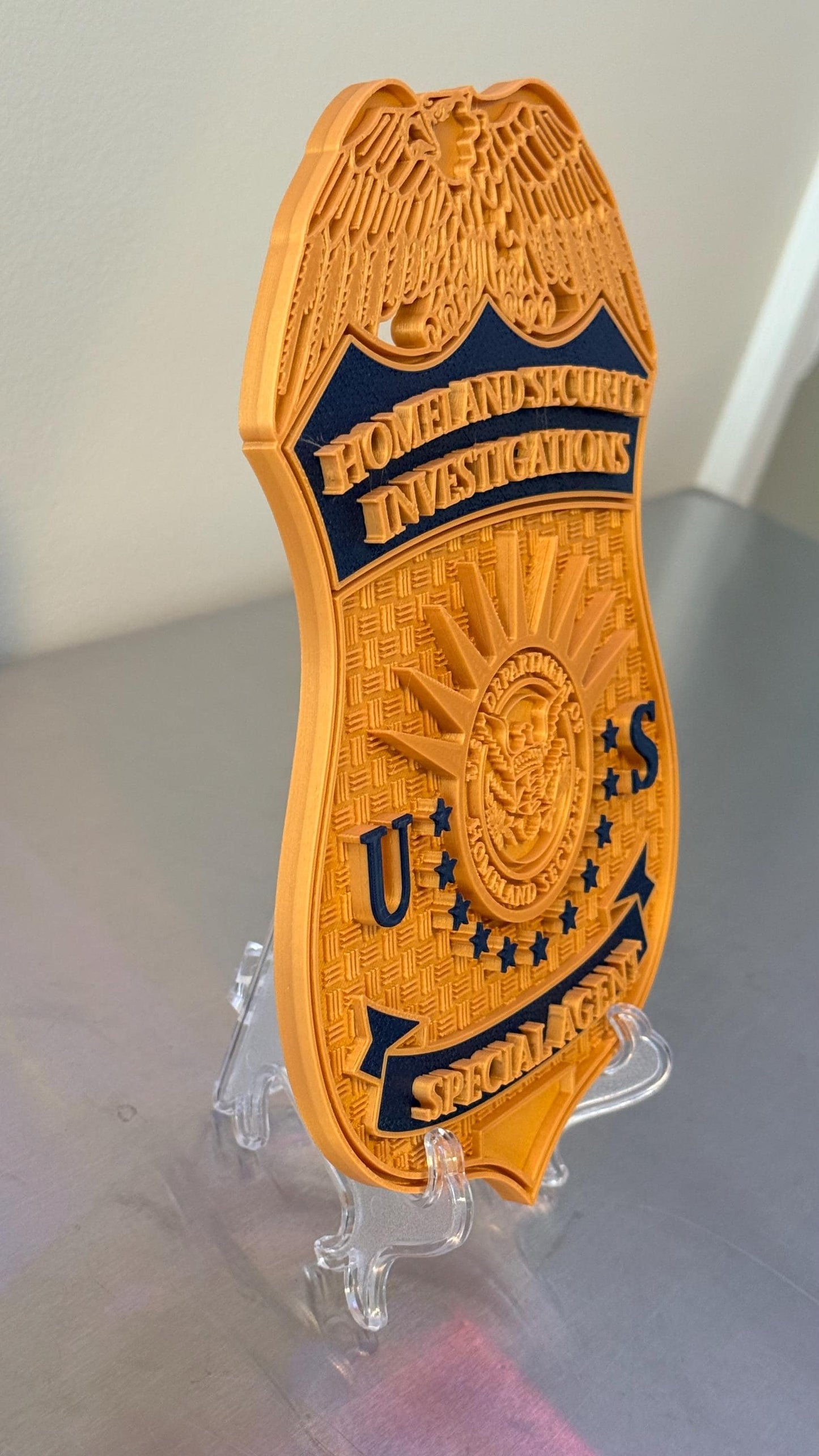 HSI Homeland Security Investigations Badge Display: 3D Embossed Police Plaque - Government ICE