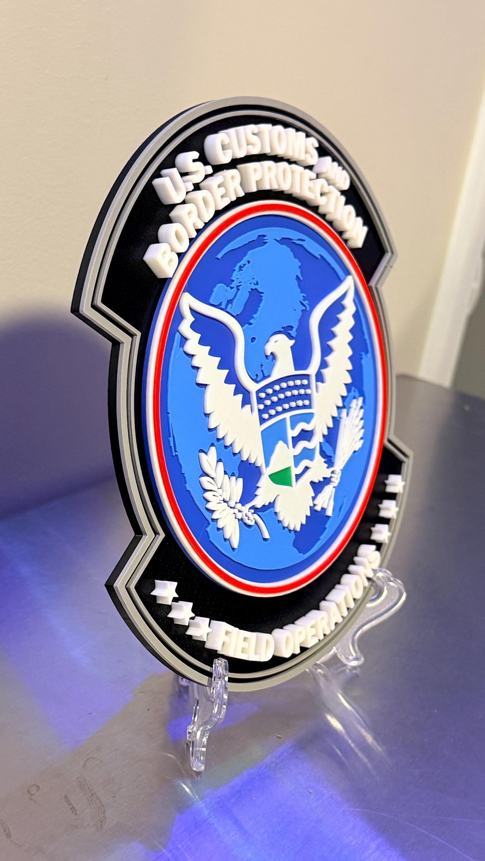 US Customs and Border Protection Field Operations 3D Embossed Plaque: First Responder Wall Decor Government Homeland