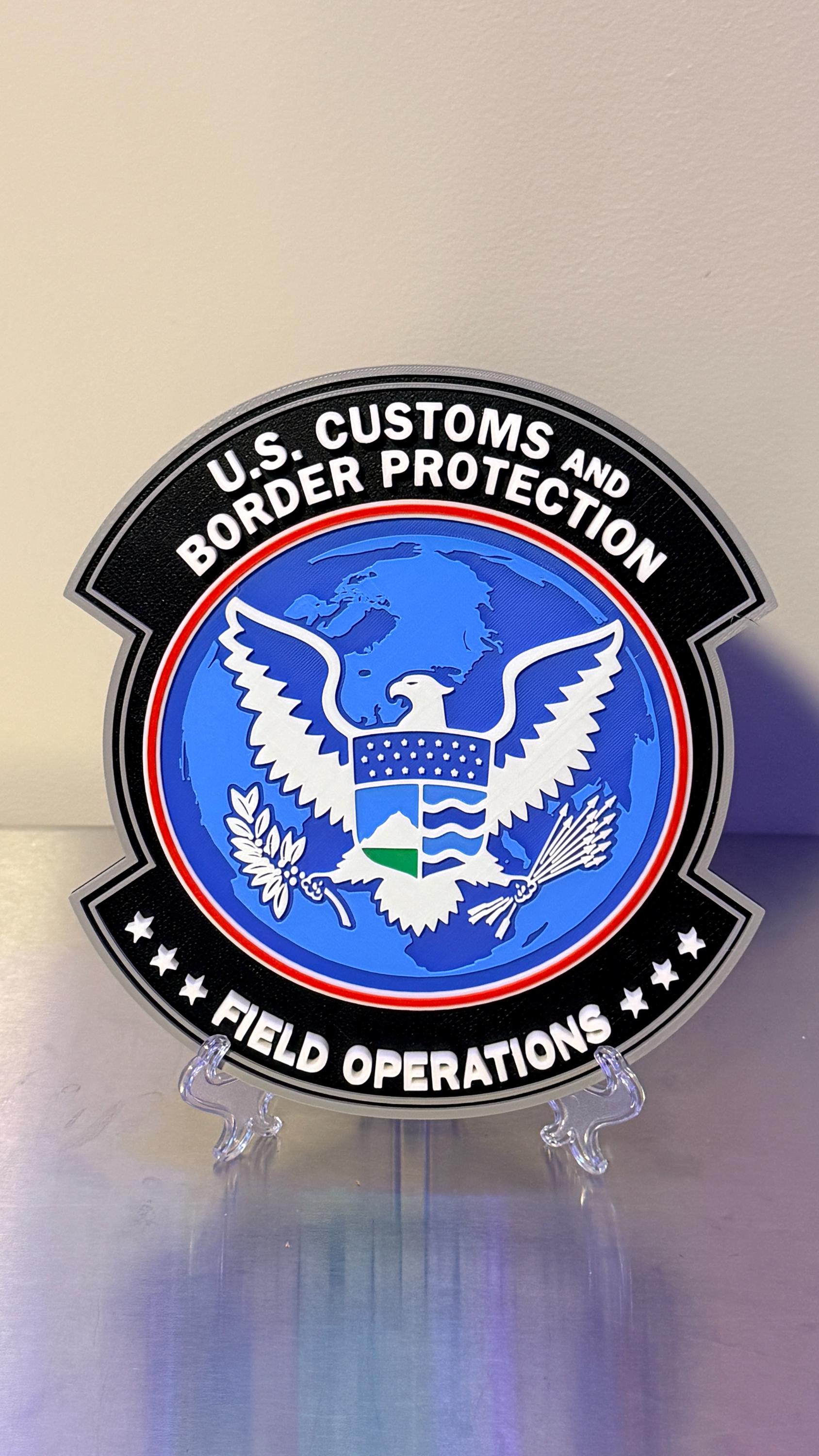 US Customs and Border Protection Field Operations 3D Embossed Plaque: First Responder Wall Decor Government Homeland