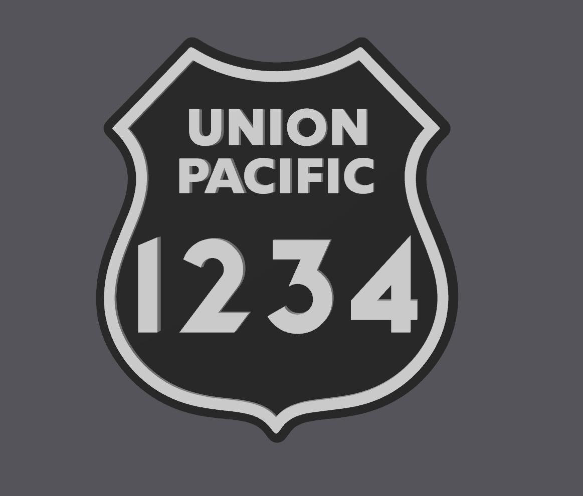 Customizable Train Number Union Pacific Railroad 3D Display Plaque 9" Shelf Or Wall Display Train Plaque