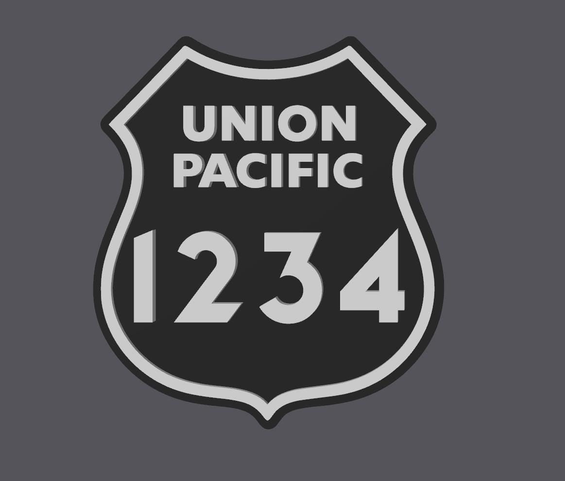 Customizable Train Number Union Pacific Railroad 3D Plaque 9" Shelf Or Wall Display Train Plaque