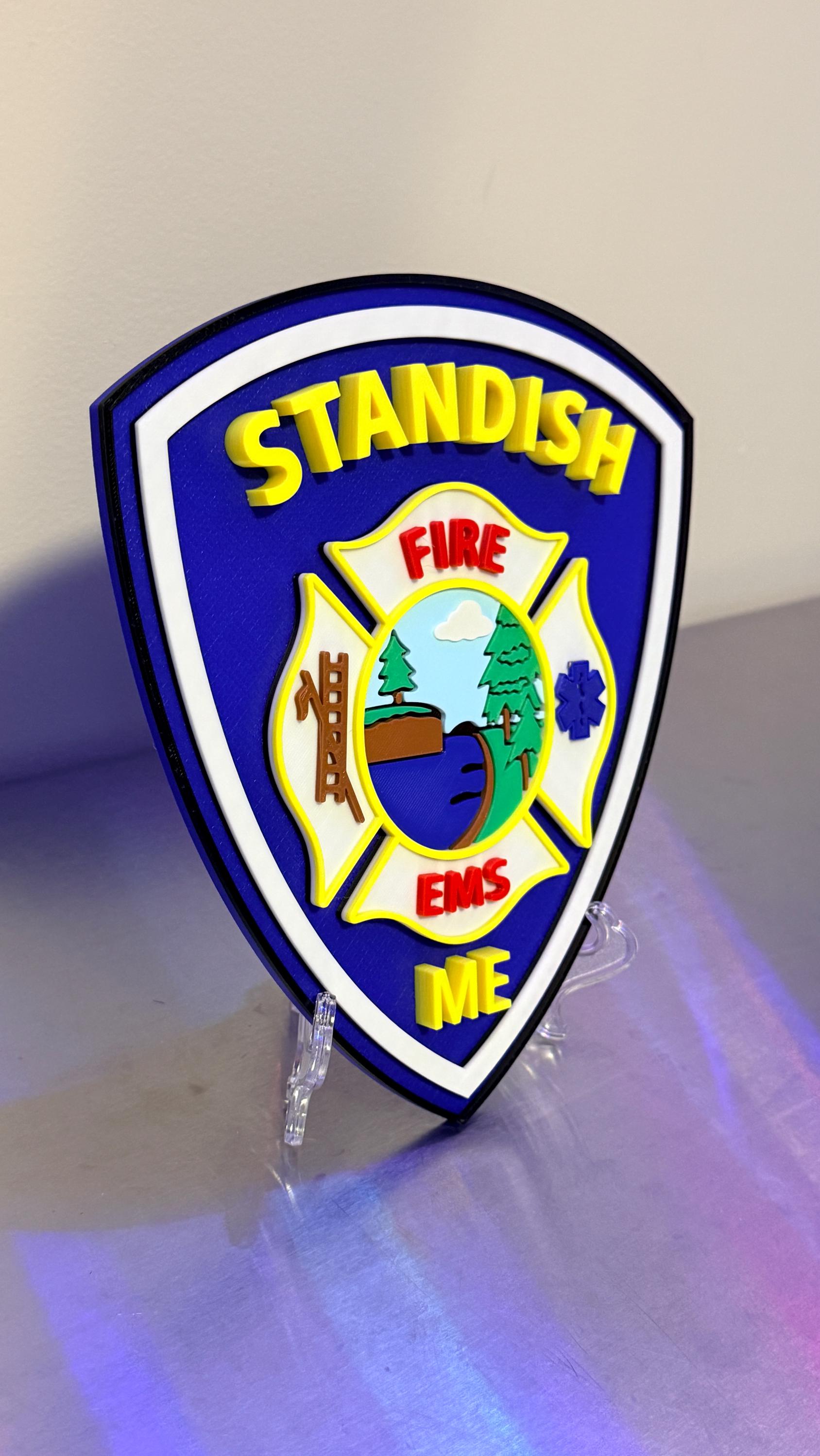 Standish Maine Fire EMS Replica 3D Embossed Display Plaque ME