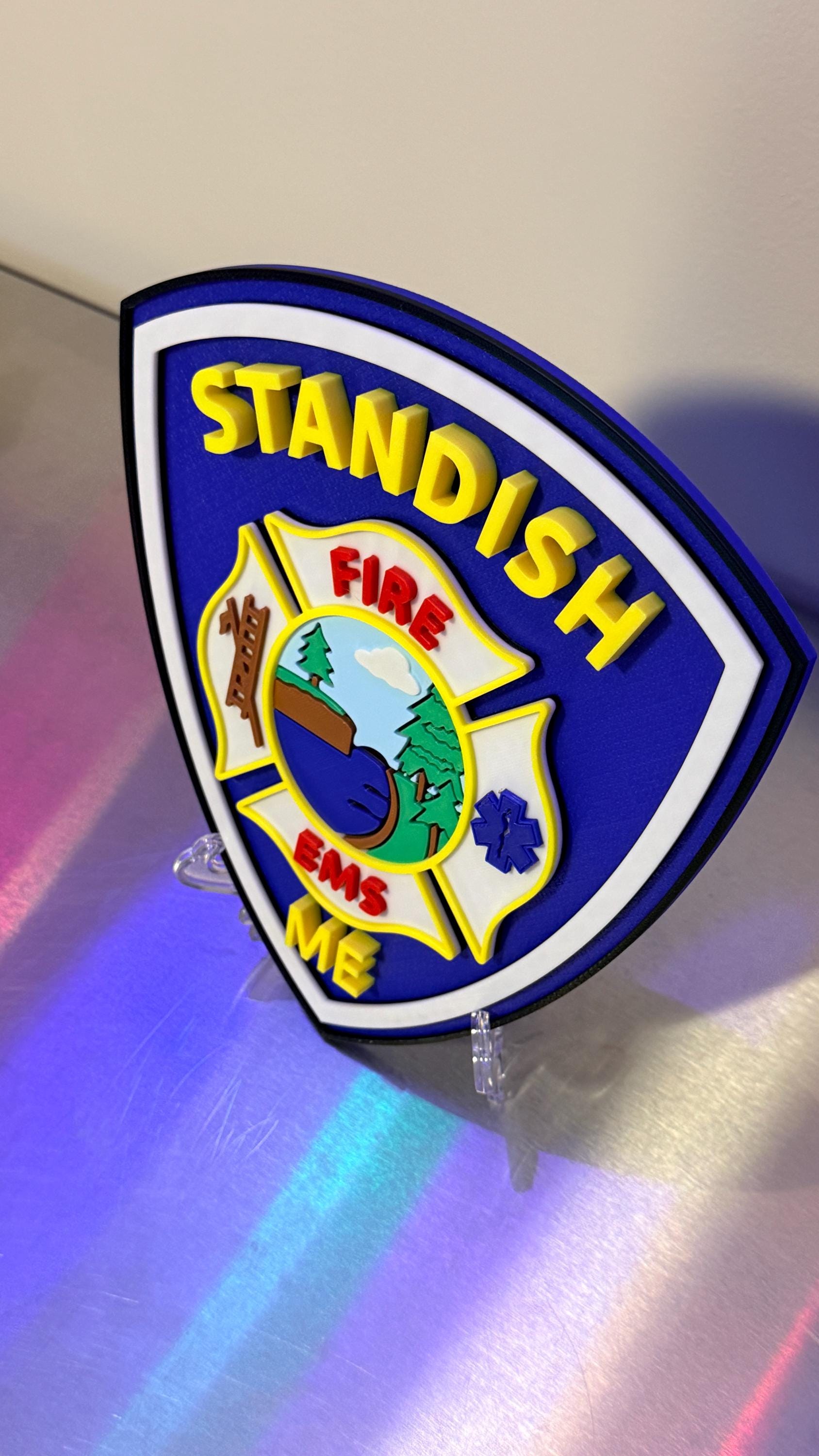 Standish Maine Fire EMS Replica 3D Embossed Display Plaque ME