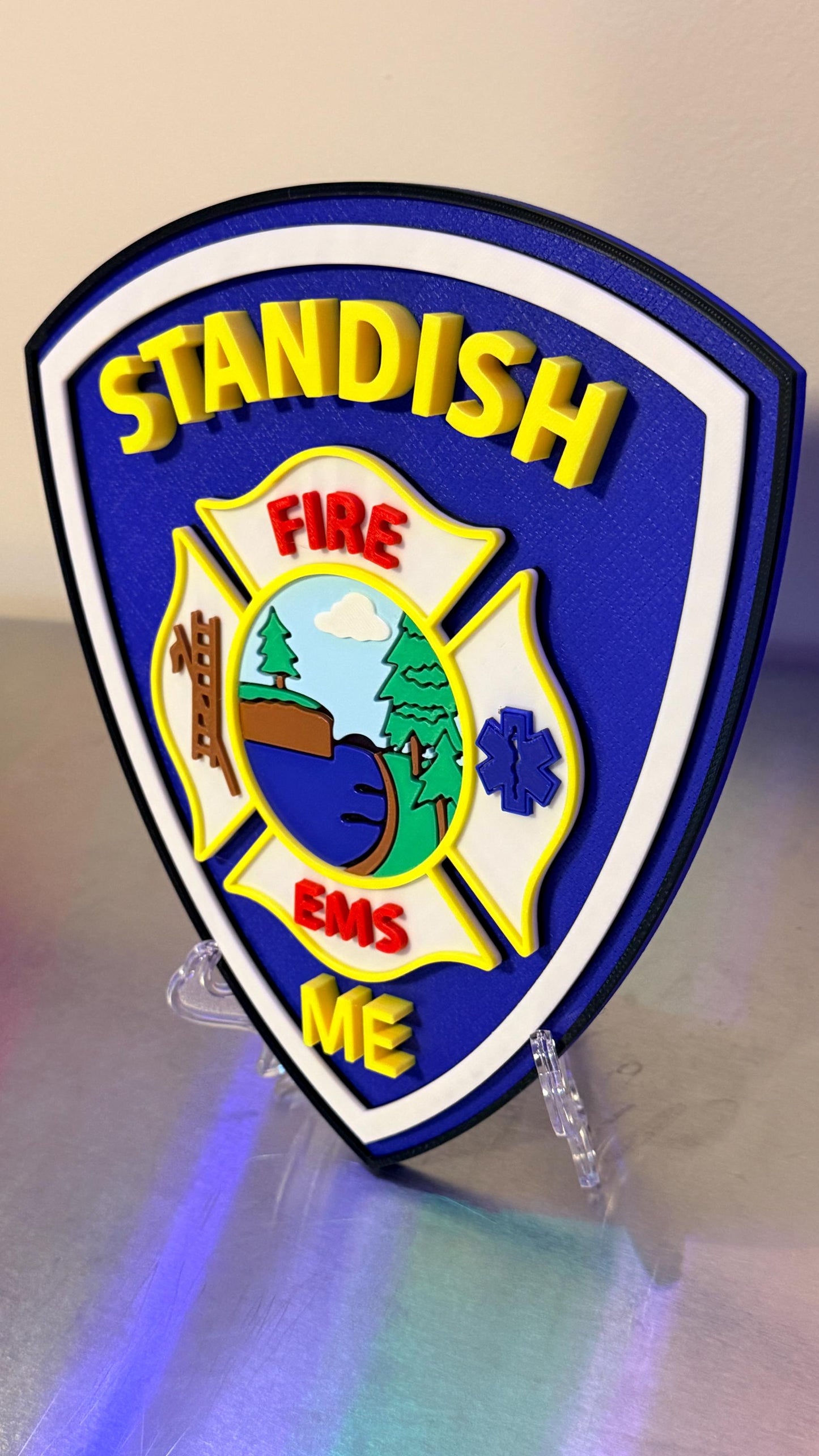Standish Maine Fire EMS Replica 3D Embossed Display Plaque ME