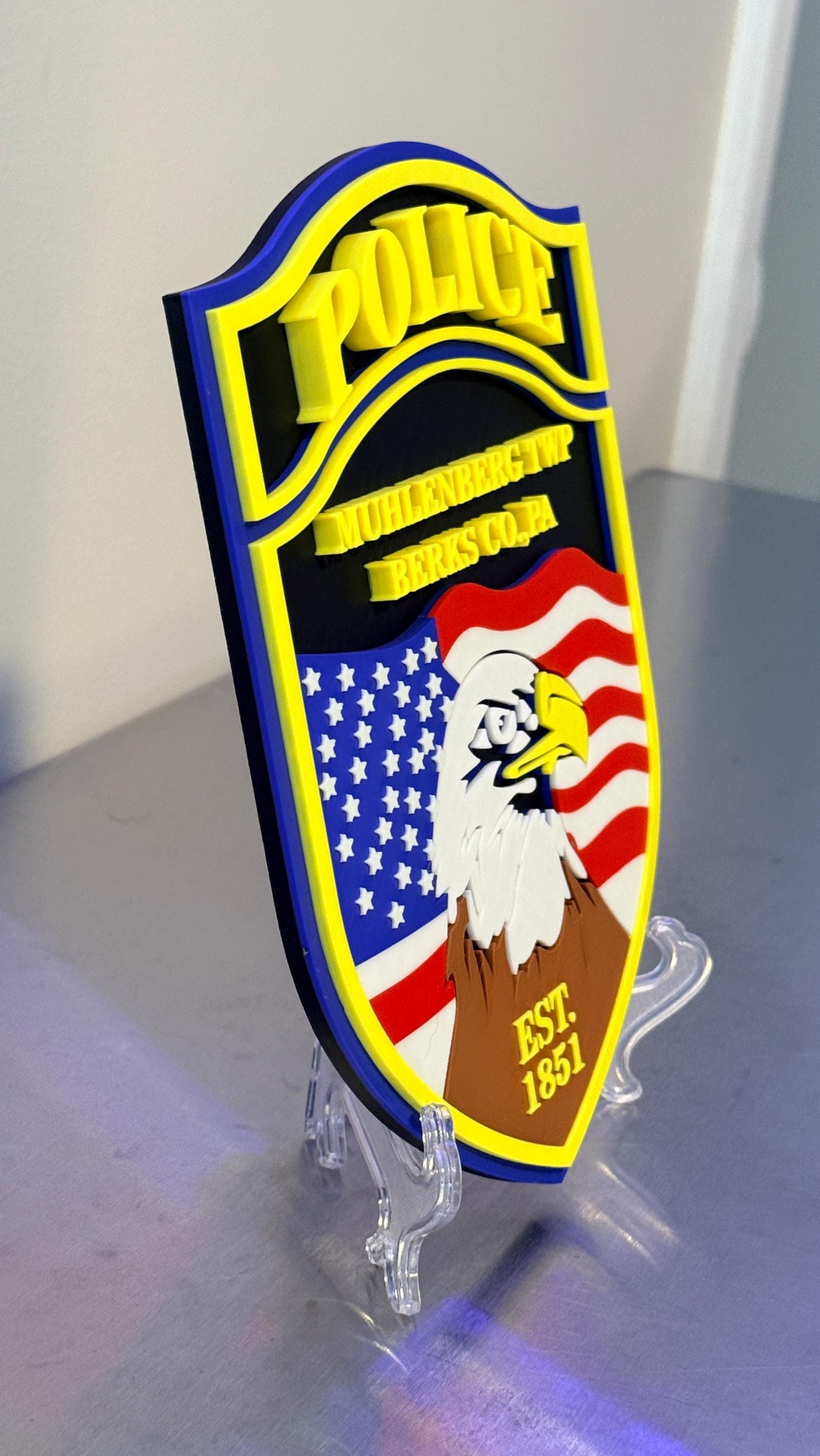 Muhlenberg Twp Police Department 3D Embossed Plaque - Pennsylvania First Responder Display Plaque