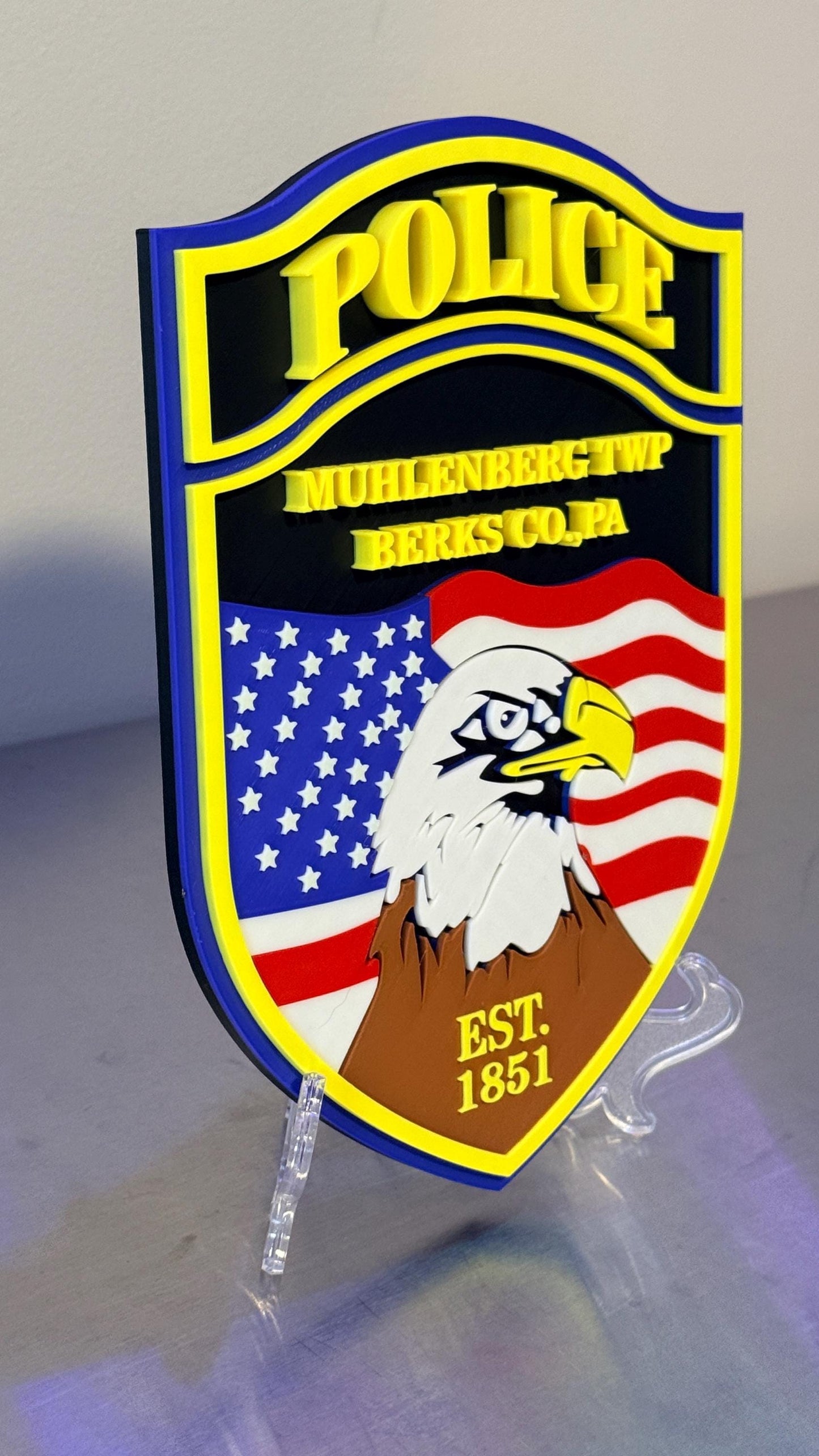 Muhlenberg Twp Police Department 3D Embossed Plaque - Pennsylvania First Responder Display Plaque