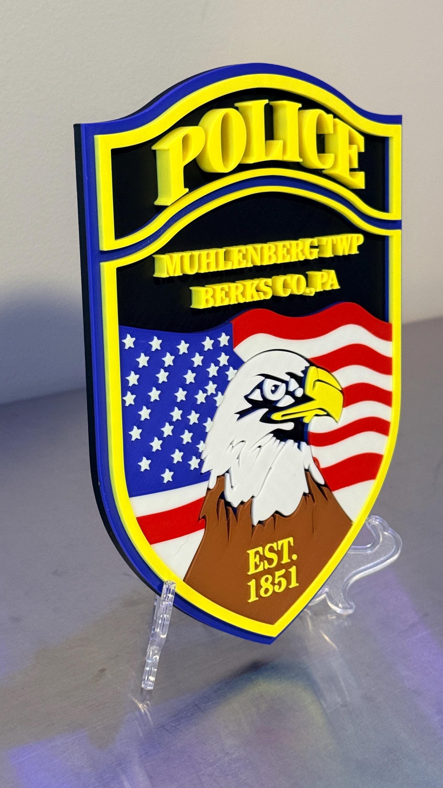 Muhlenberg Twp Police Department 3D Embossed Plaque - Pennsylvania First Responder Display Plaque