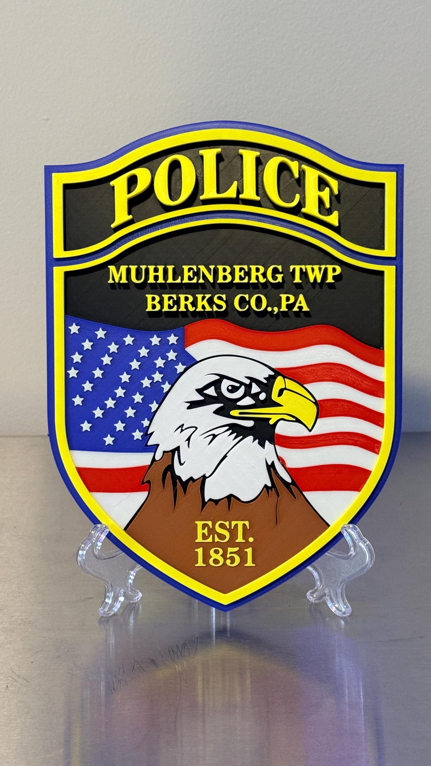 Muhlenberg Twp Police Department 3D Embossed Plaque - Pennsylvania First Responder Display Plaque
