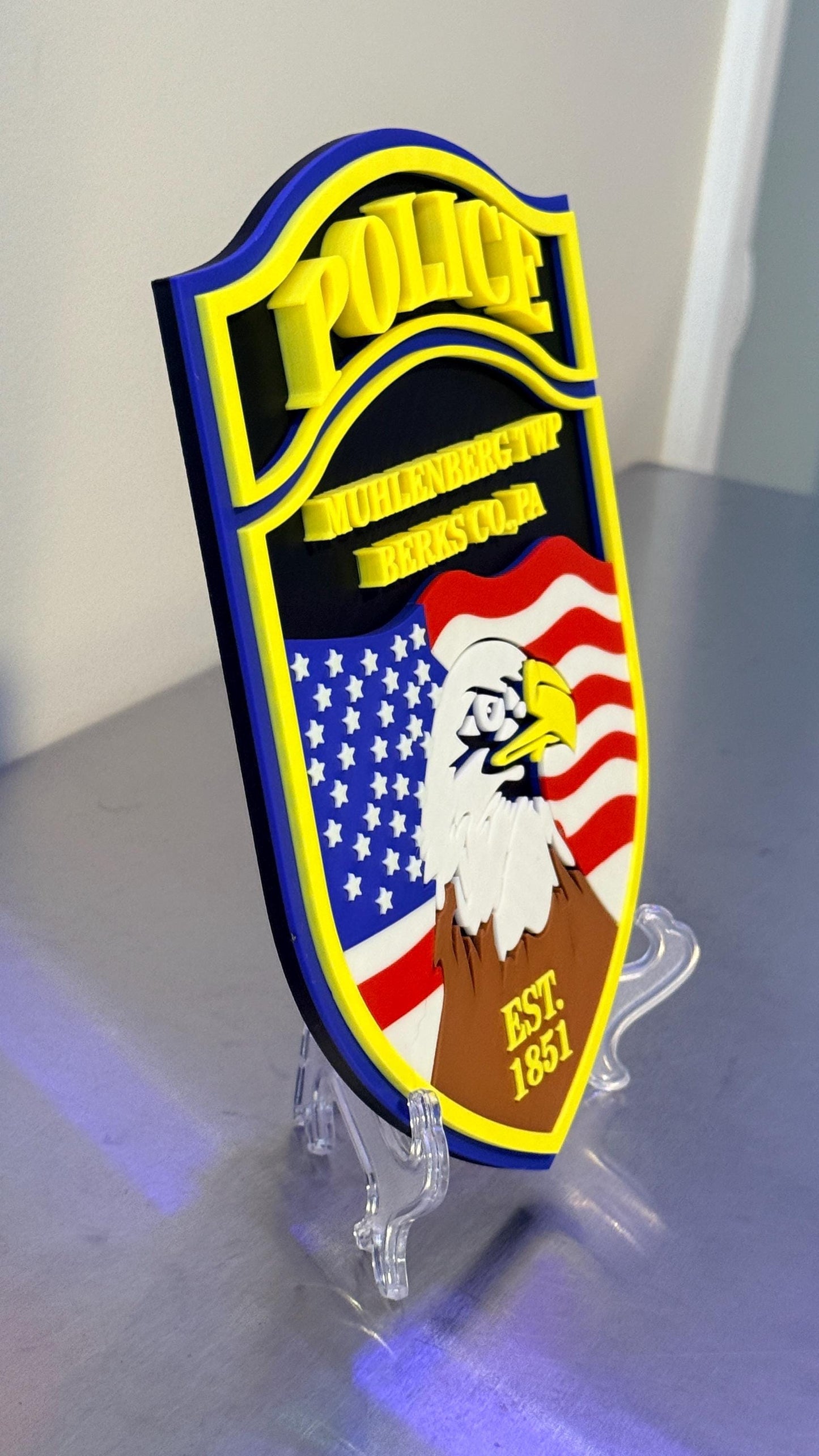 Muhlenberg Twp Police Department 3D Embossed Plaque - Pennsylvania First Responder Display Plaque