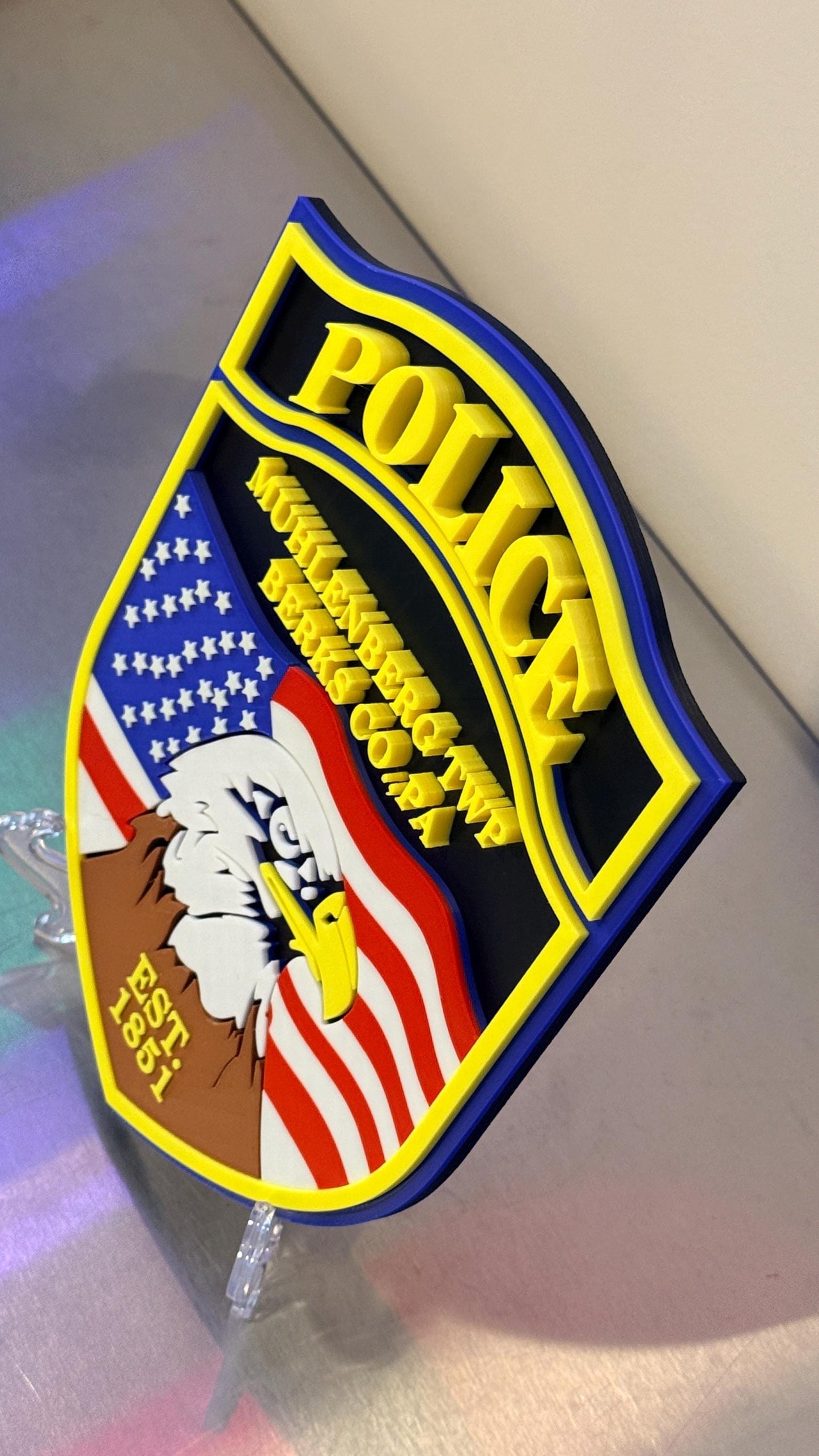 Muhlenberg Twp Police Department 3D Embossed Plaque - Pennsylvania First Responder Display Plaque