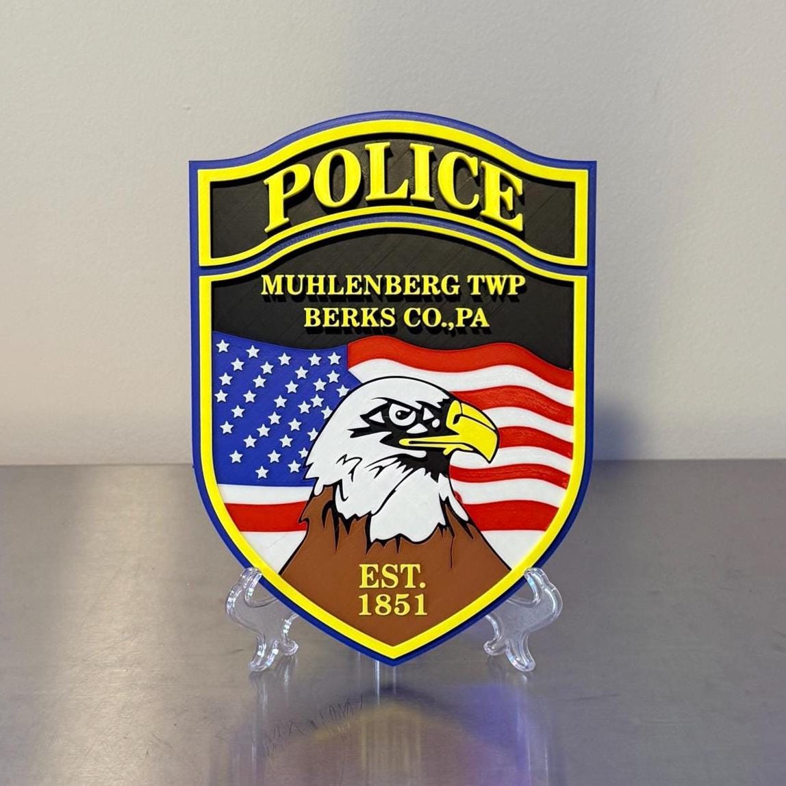 Muhlenberg Twp Police Department 3D Embossed Plaque - Pennsylvania First Responder Display Plaque