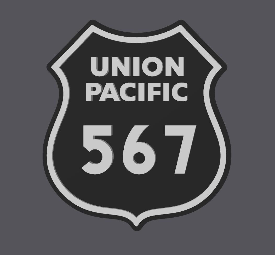 Customizable Train Number Union Pacific Railroad 3D Plaque 9" Shelf Or Wall Display Train Plaque