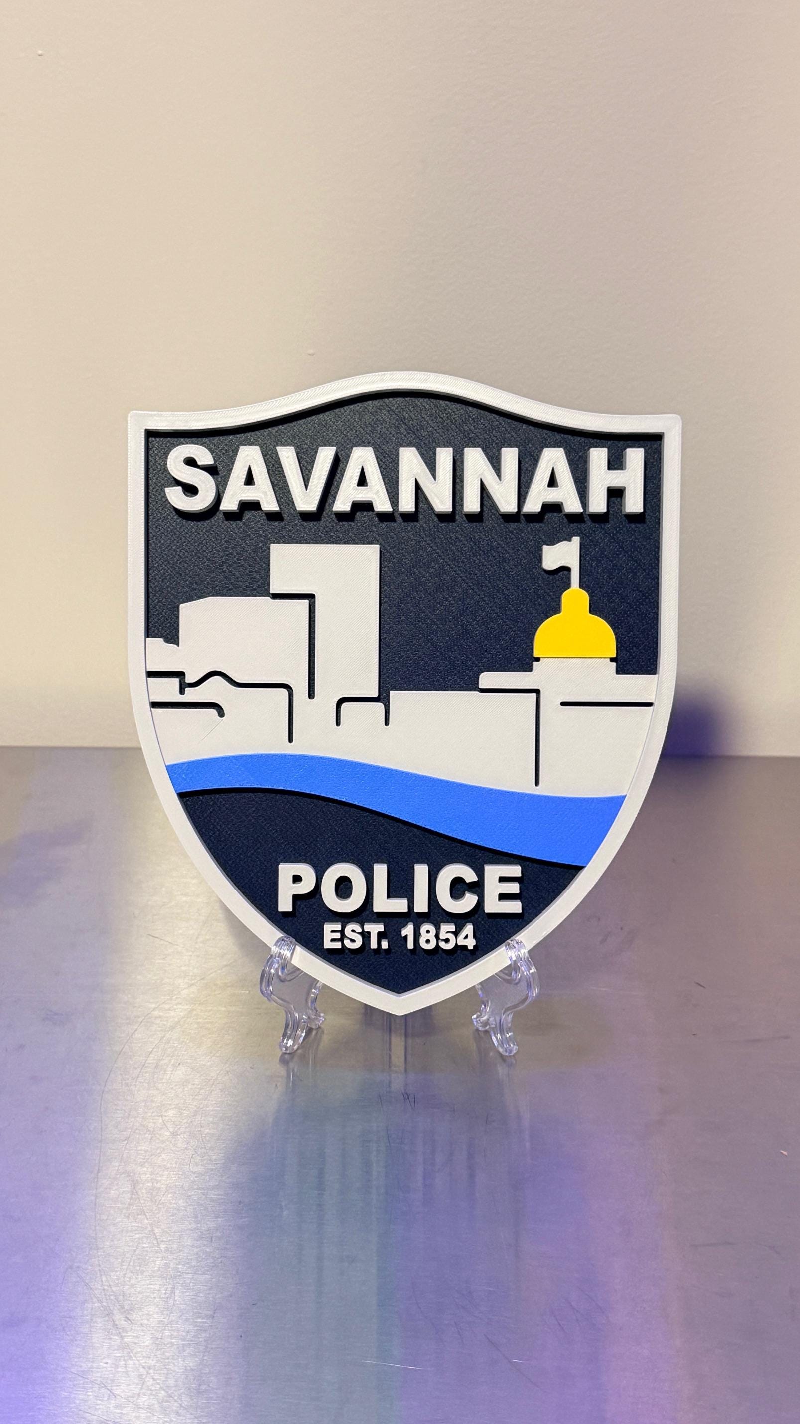 Savannah Georgia Police Plaque: 3D Embossed First Responder Display Plaque