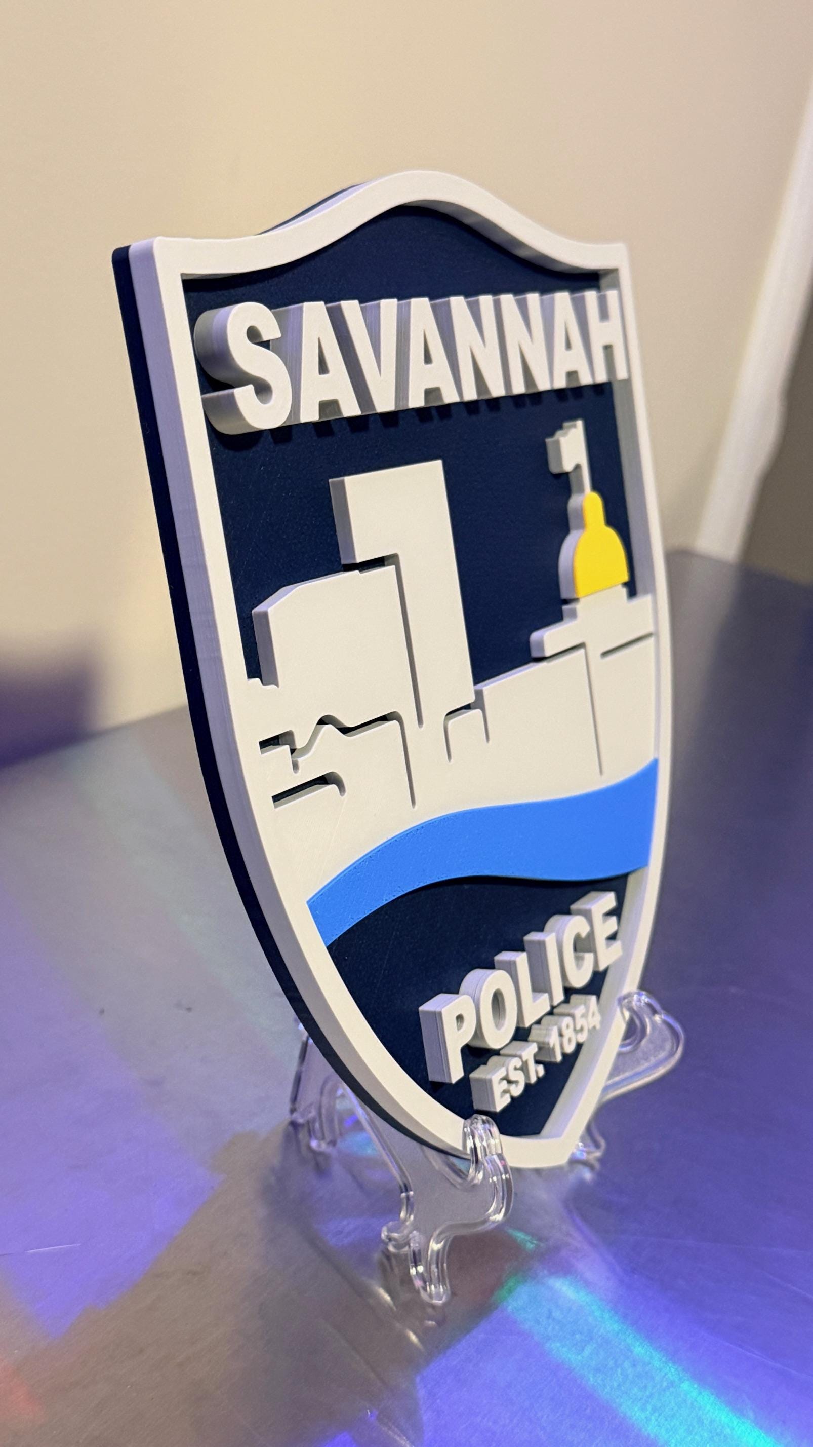 Savannah Georgia Police Plaque: 3D Embossed First Responder Display Plaque