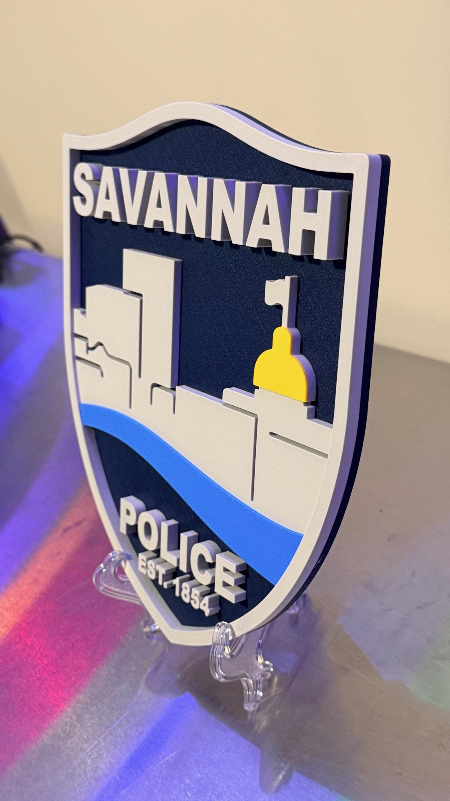 Savannah Georgia Police Plaque: 3D Embossed First Responder Display Plaque