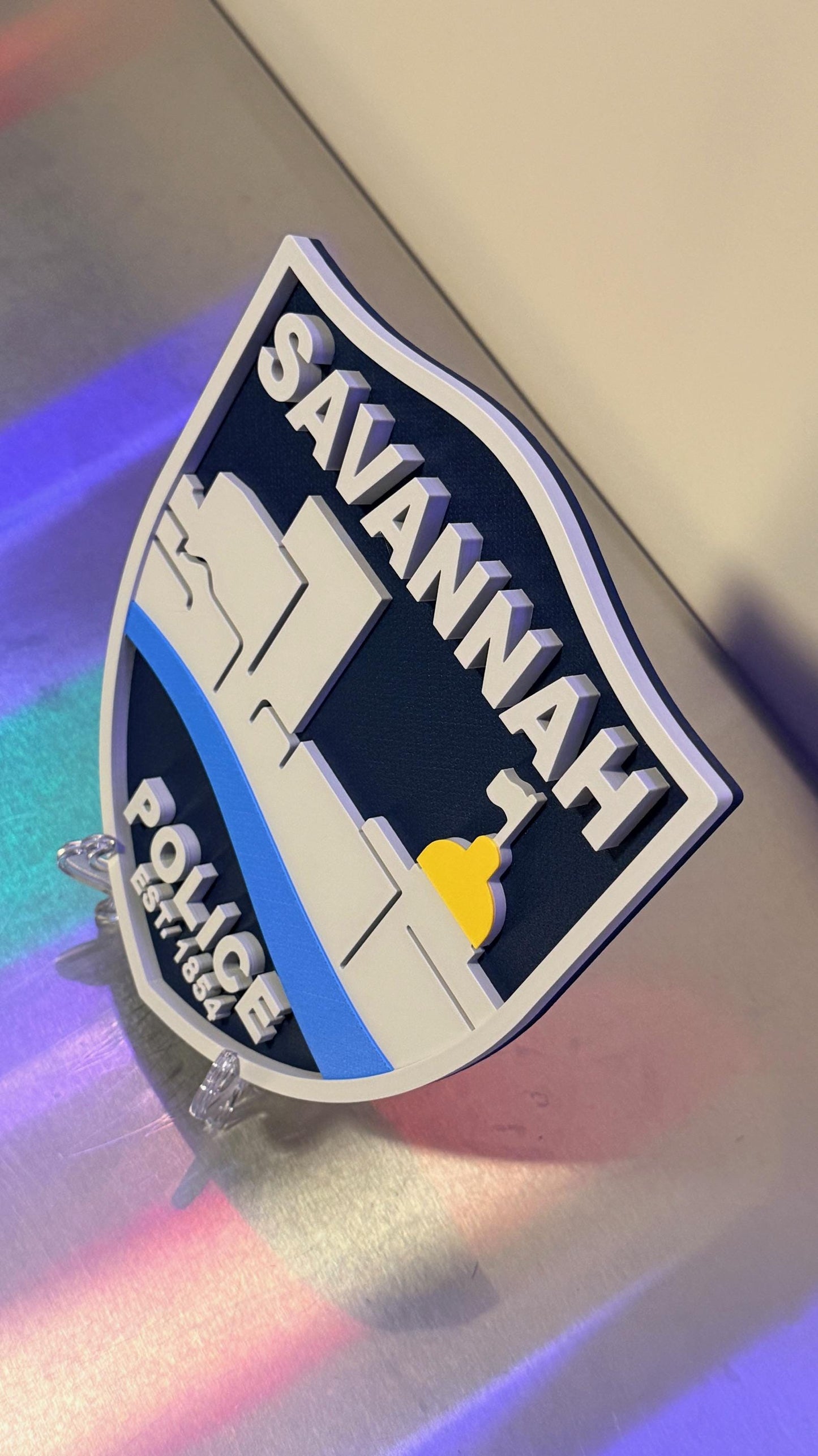 Savannah Georgia Police Plaque: 3D Embossed First Responder Display Plaque