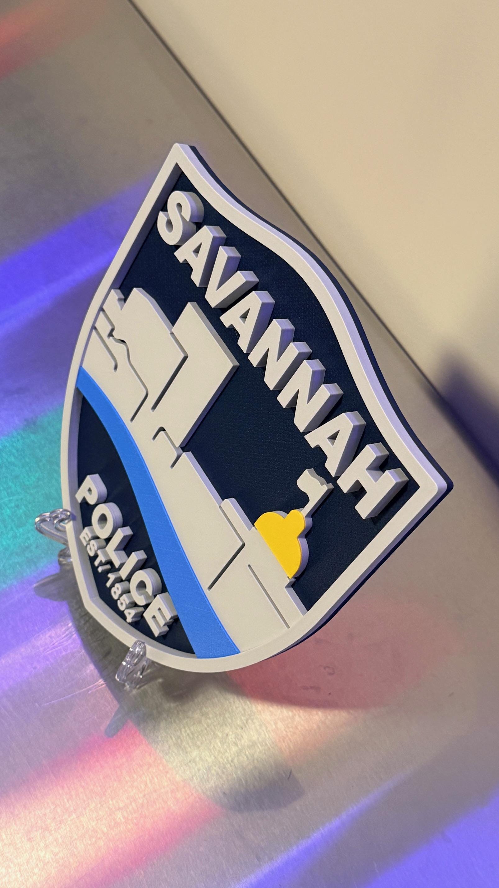 Savannah Georgia Police Plaque: 3D Embossed First Responder Display Plaque