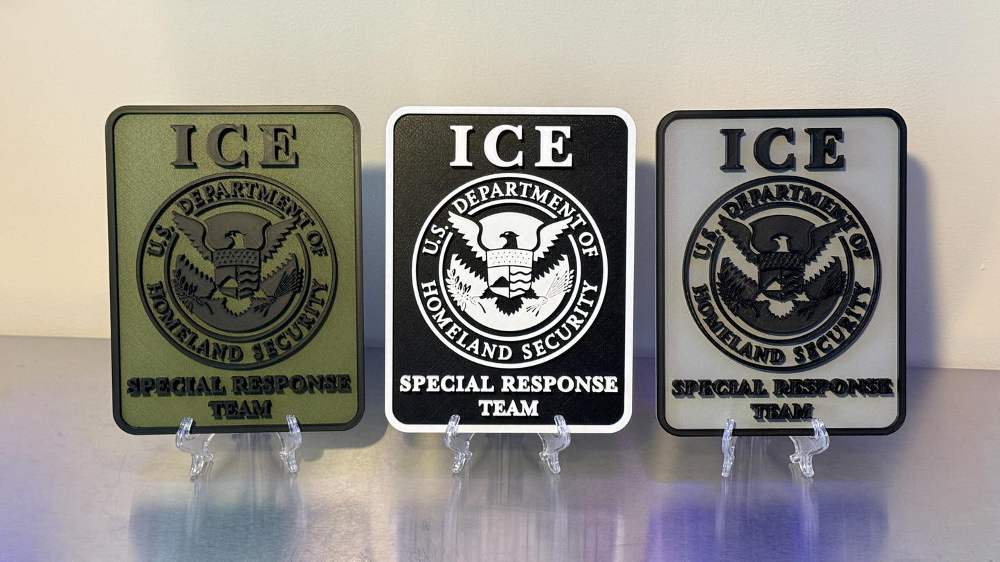 DHS ICE Special Response Team 3D Embossed Plaque: First Responder Wall Art Homeland Security Government