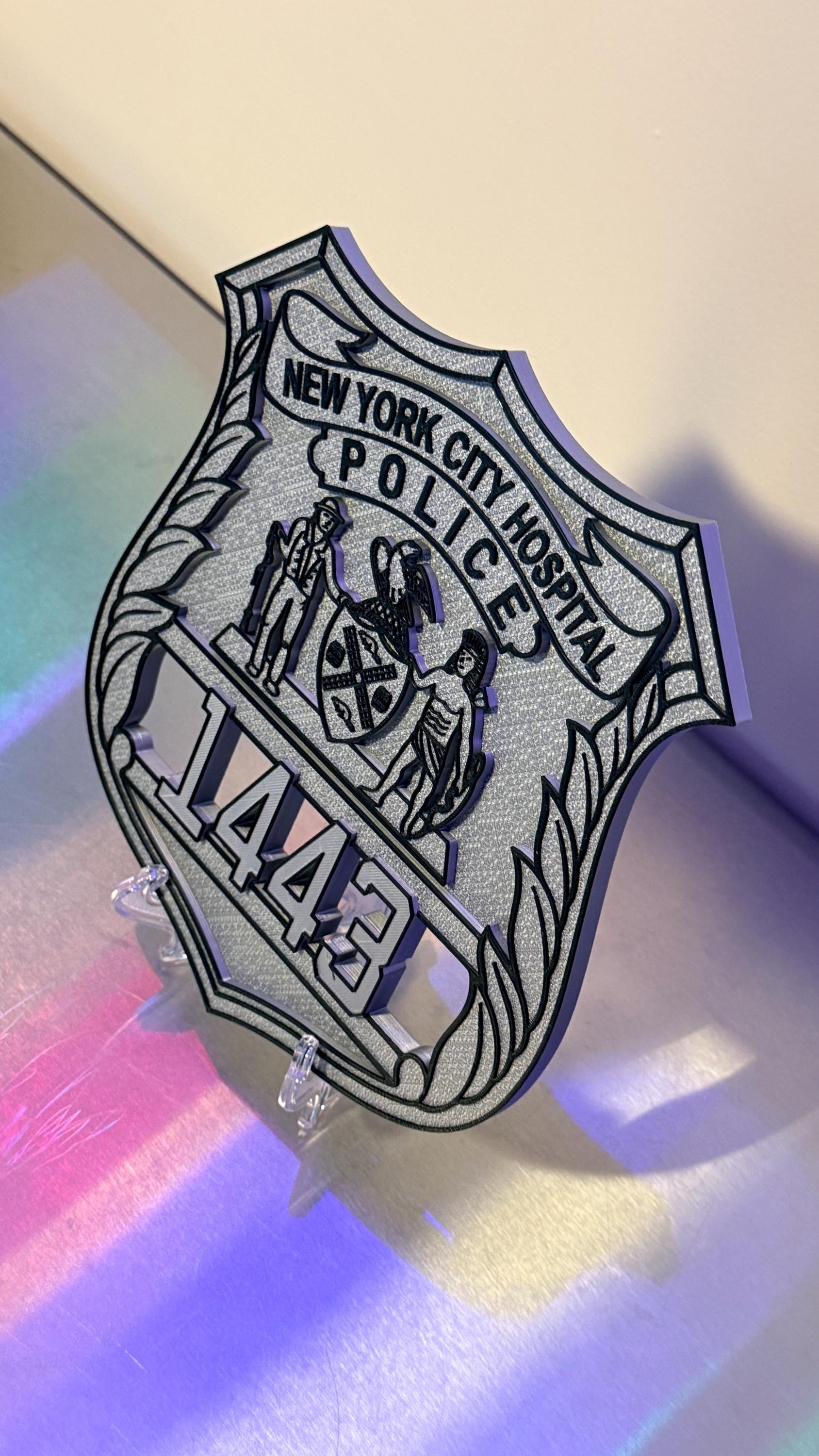 NYC Hospital Police Officer Shield Plaque: 3D Embossed First Responder Display Plaque