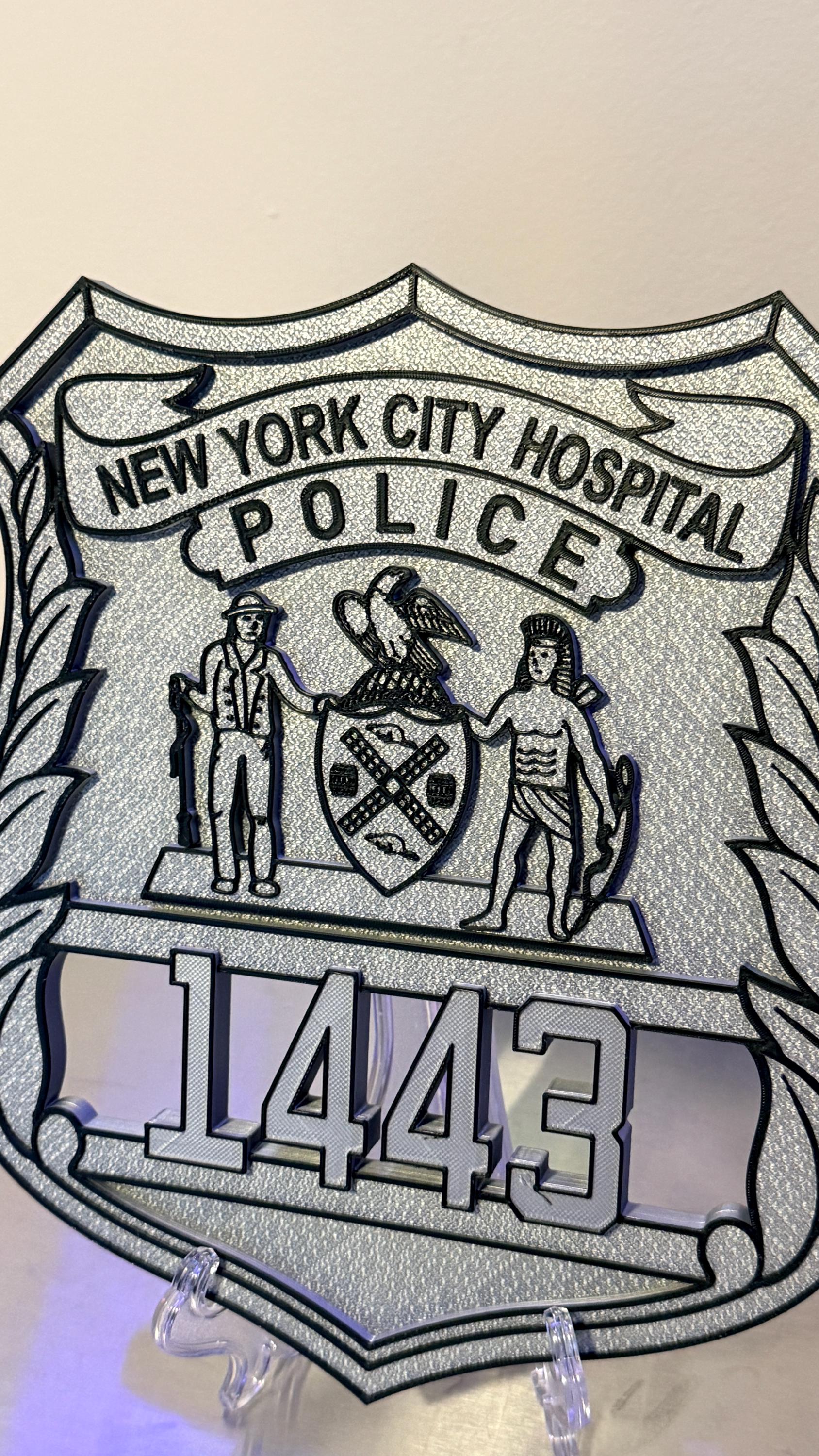 NYC Hospital Police Officer Shield Plaque: 3D Embossed First Responder Display Plaque