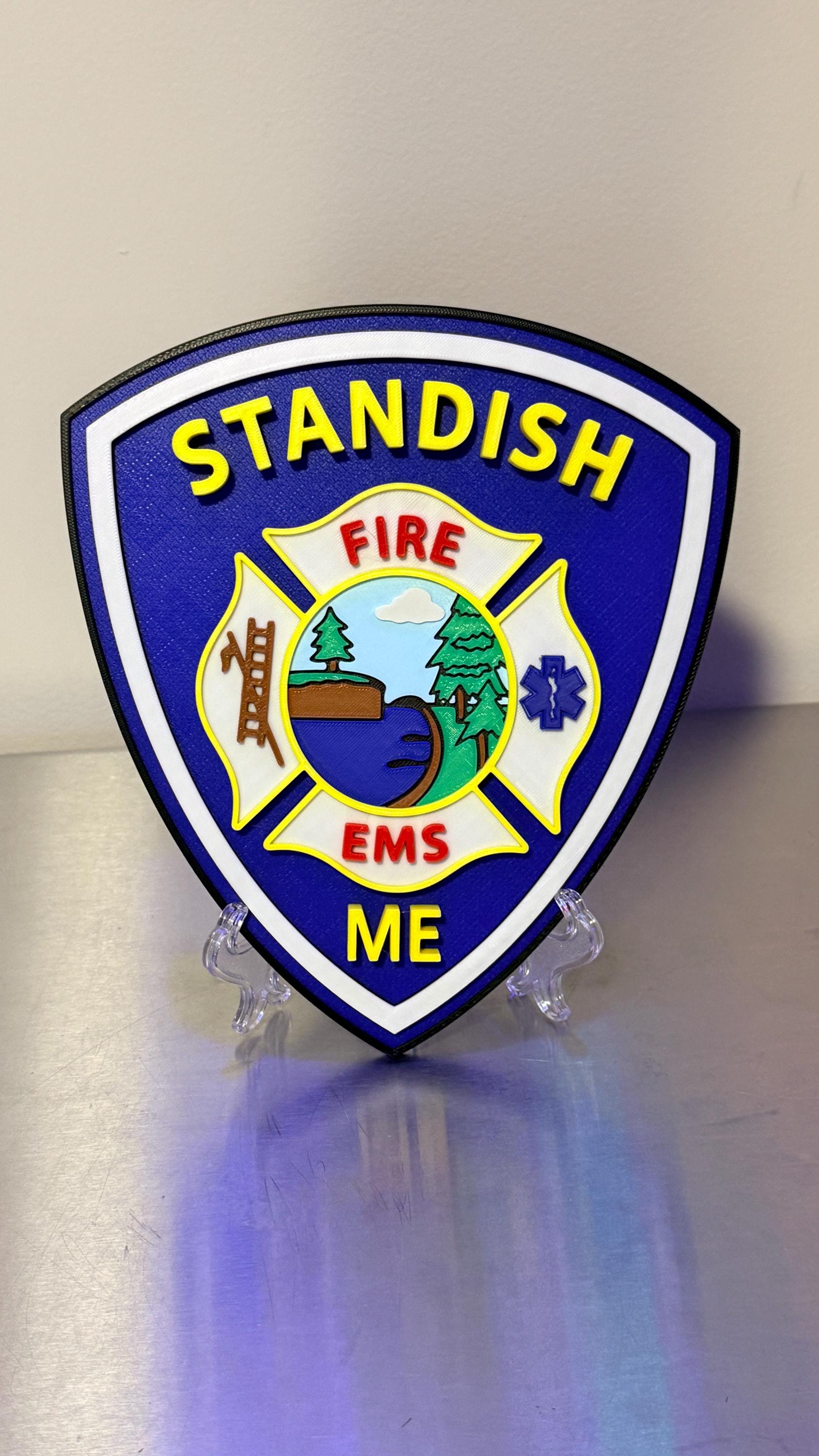 Standish Maine Fire EMS Replica 3D Embossed Display Plaque ME