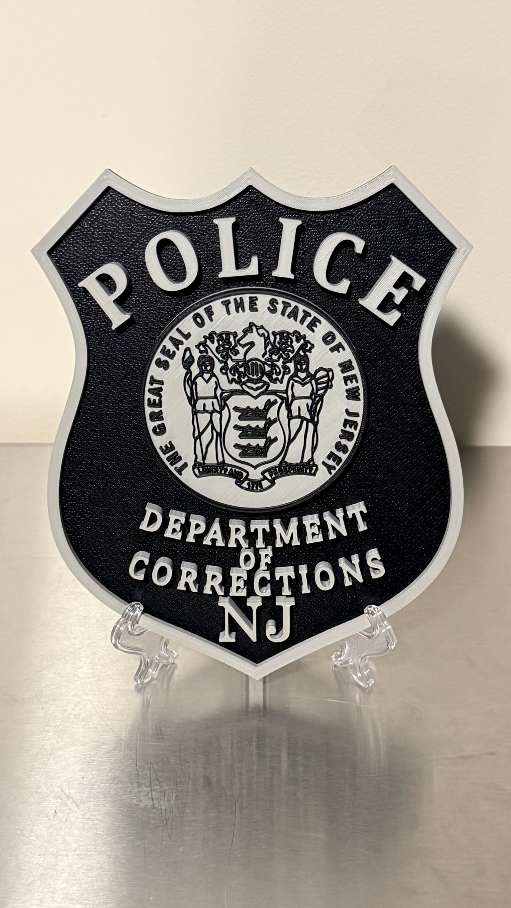NJ Department of Corrections Police Subdued 3D Embossed Plaque New Jersey
