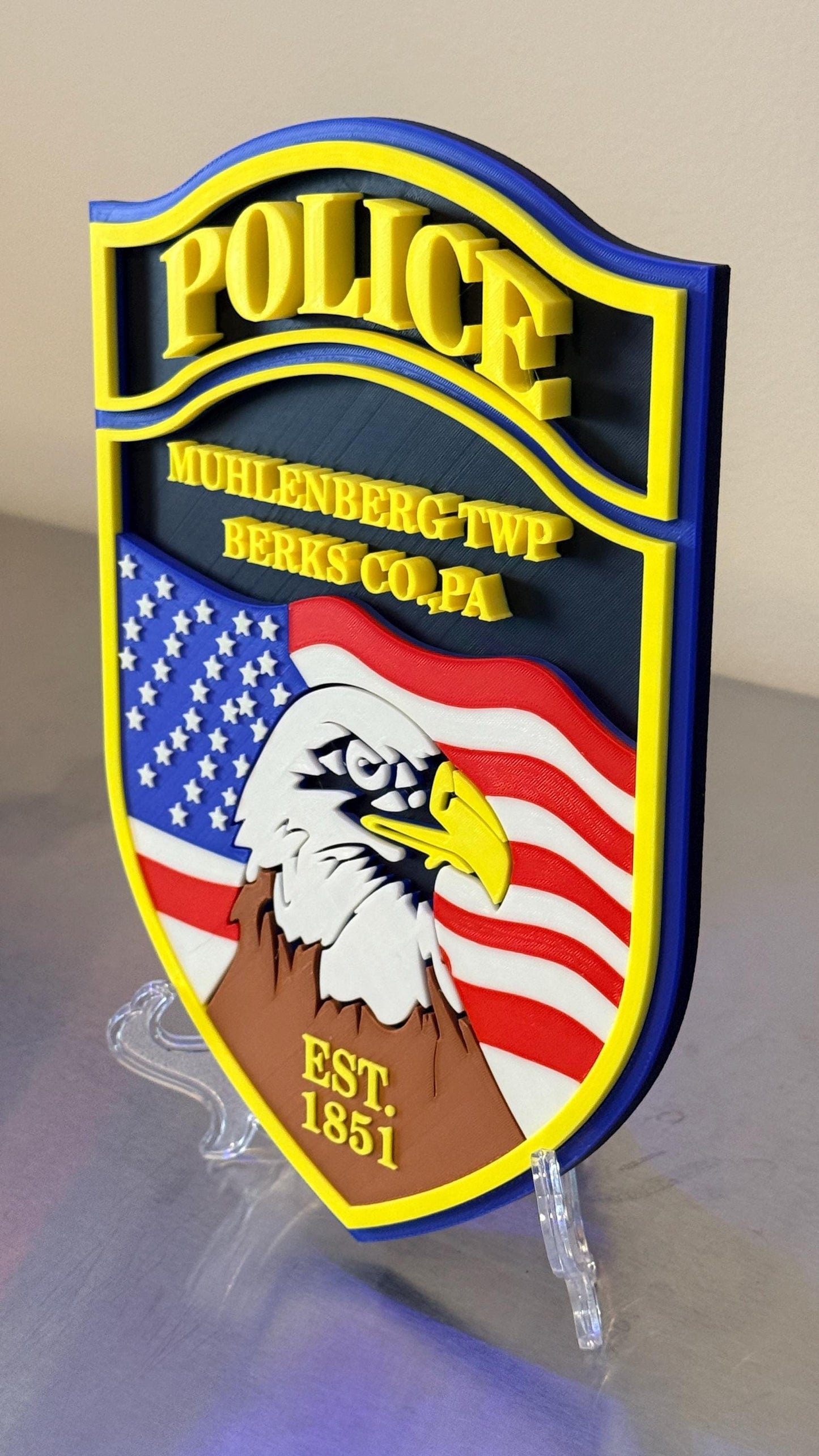 Muhlenberg Twp Police Department 3D Embossed Plaque - Pennsylvania First Responder Display Plaque