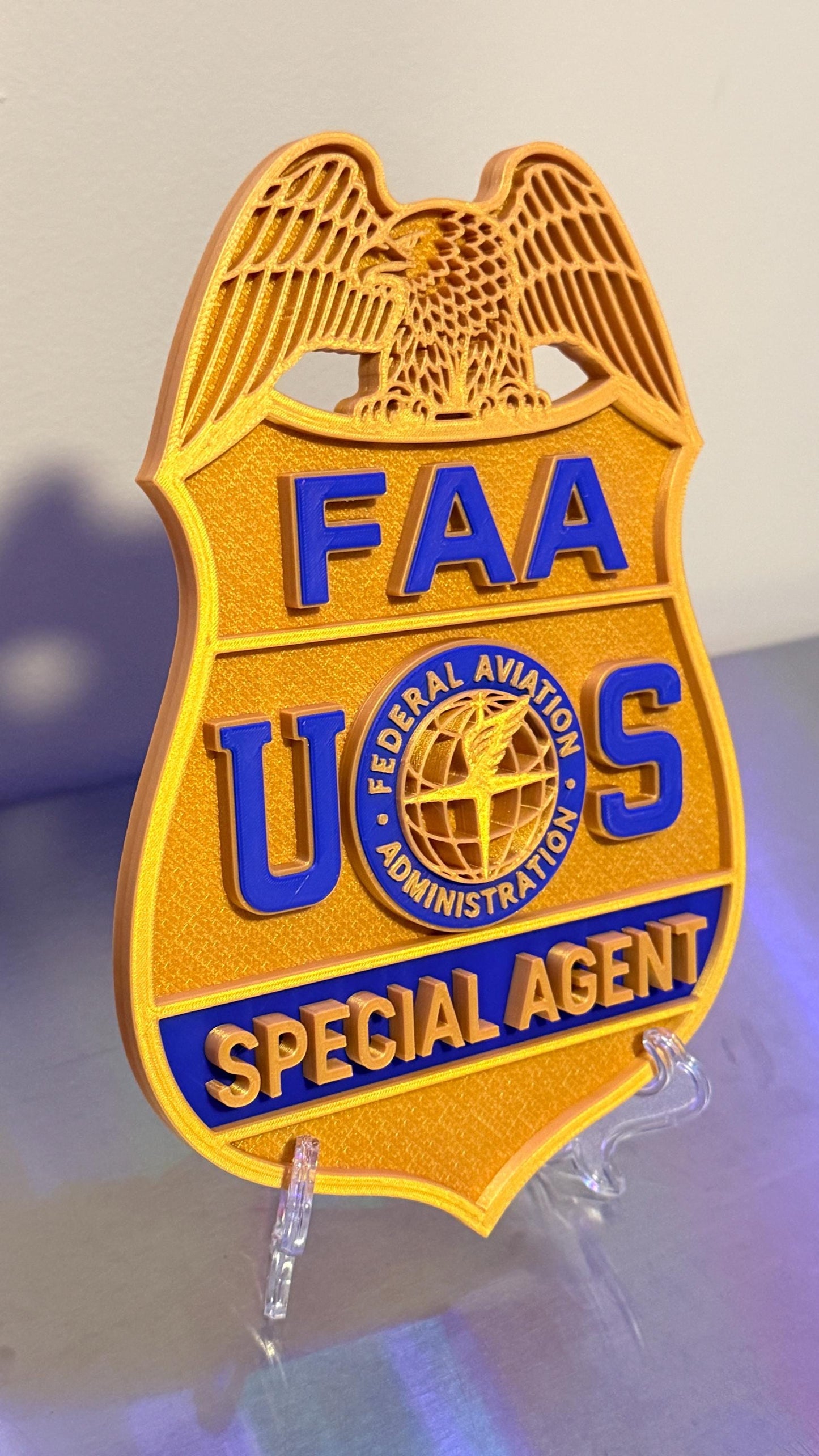 FAA Special Agent Badge 3D Display Plaque : 3D Embossed Federal Aviation Administration Display Government