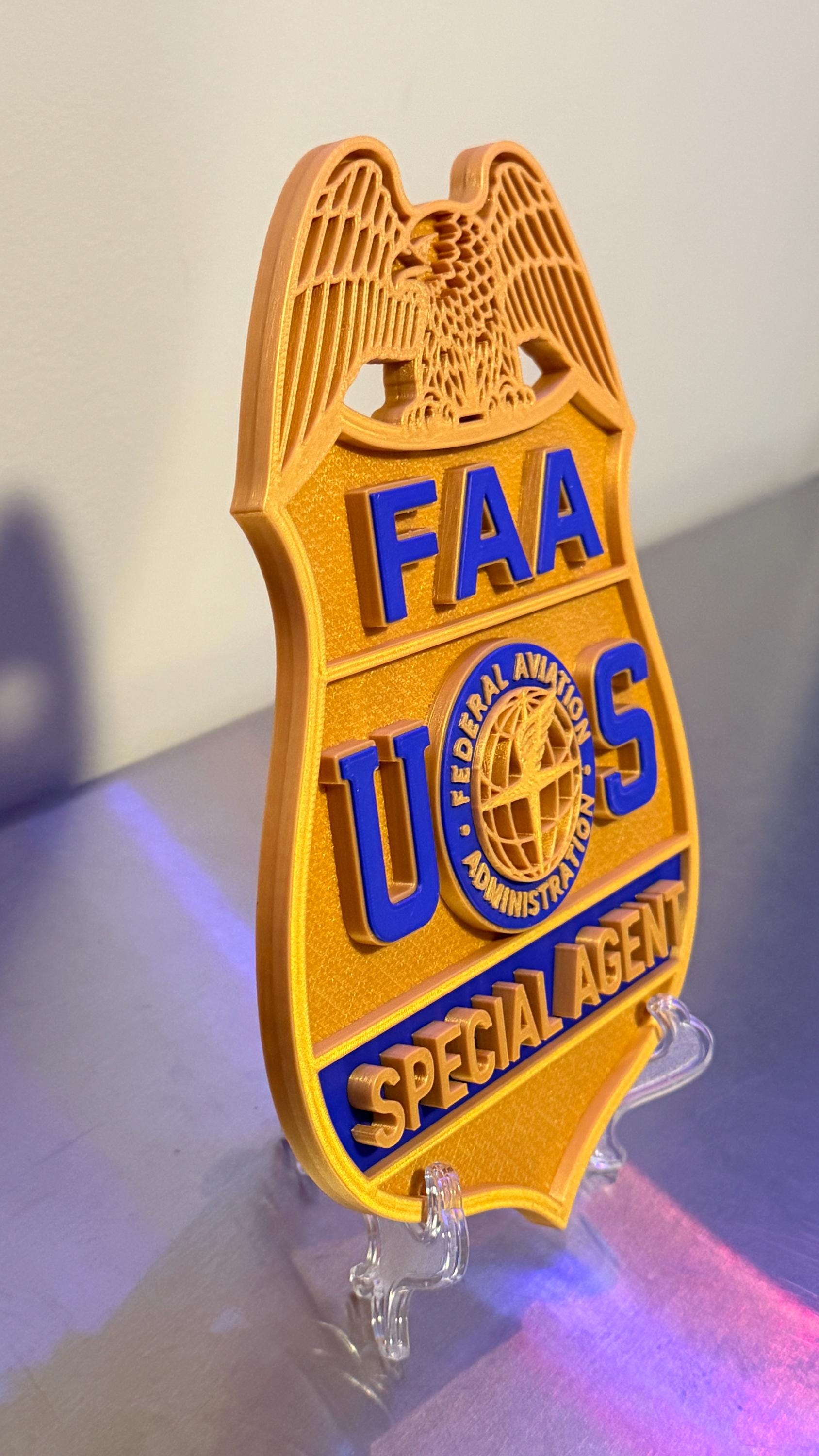 FAA Special Agent Badge 3D Display Plaque : 3D Embossed Federal Aviation Administration Display Government