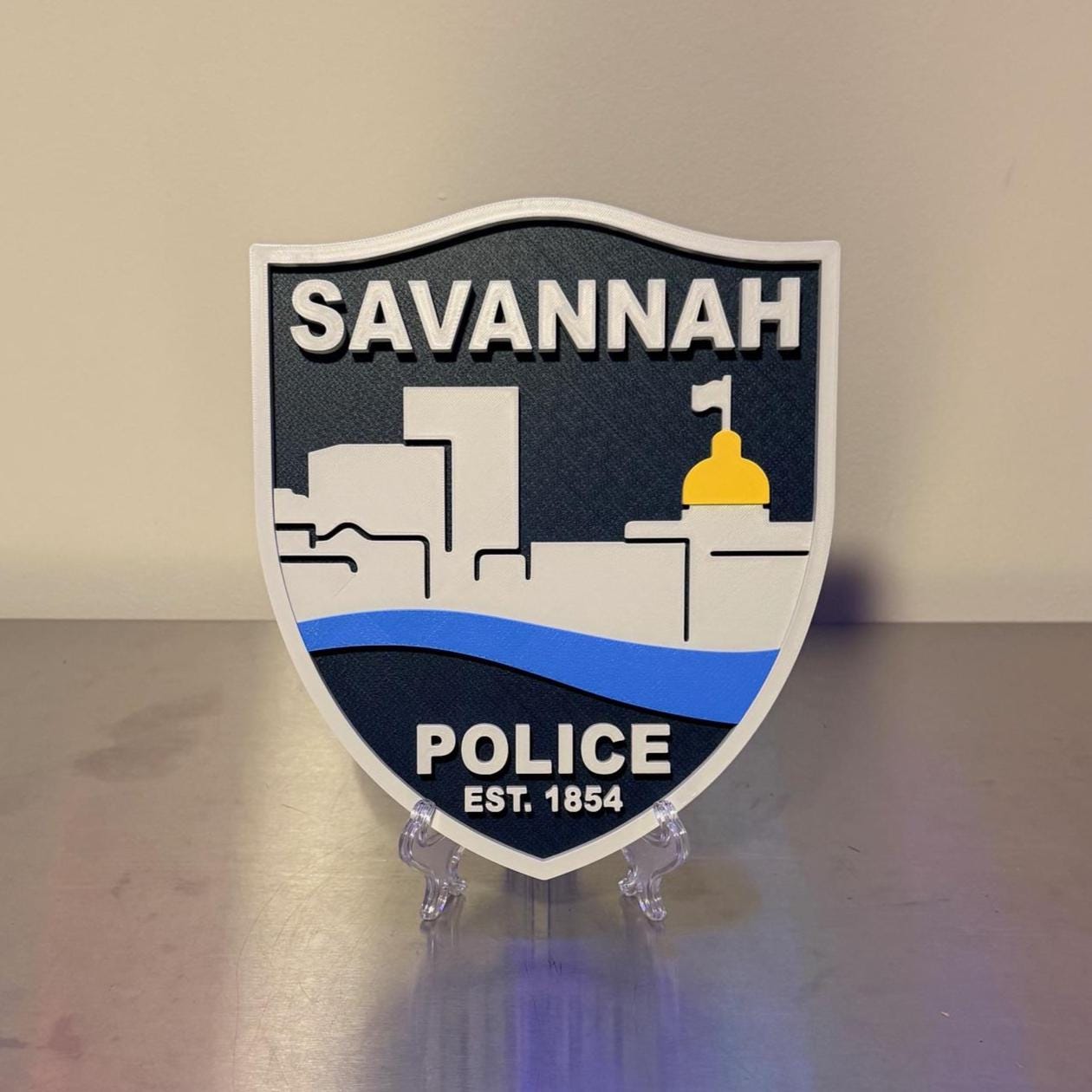 Savannah Georgia Police Plaque: 3D Embossed First Responder Display Plaque