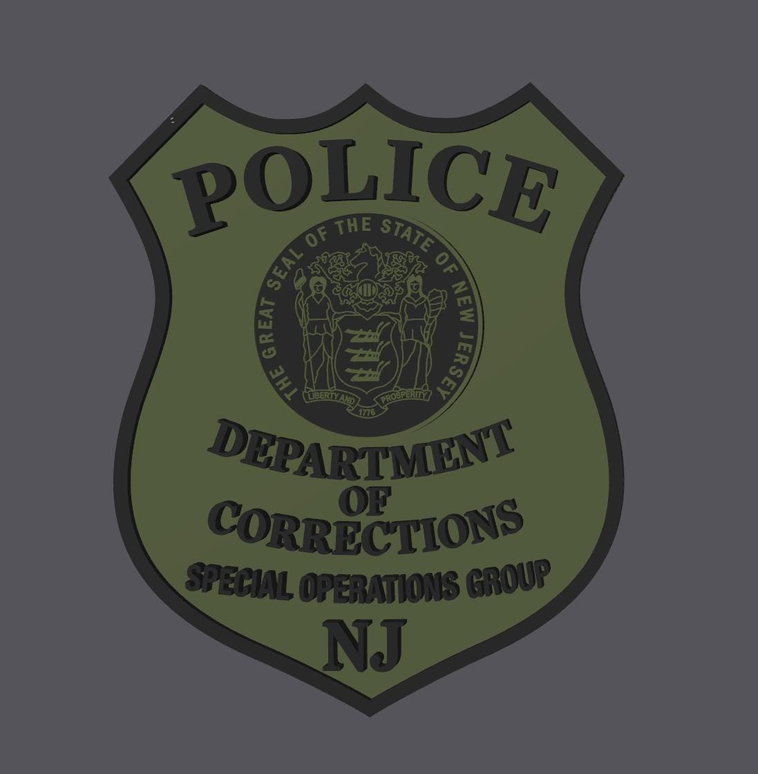NJ Department of Corrections Police Subdued 3D Embossed Plaque New Jersey