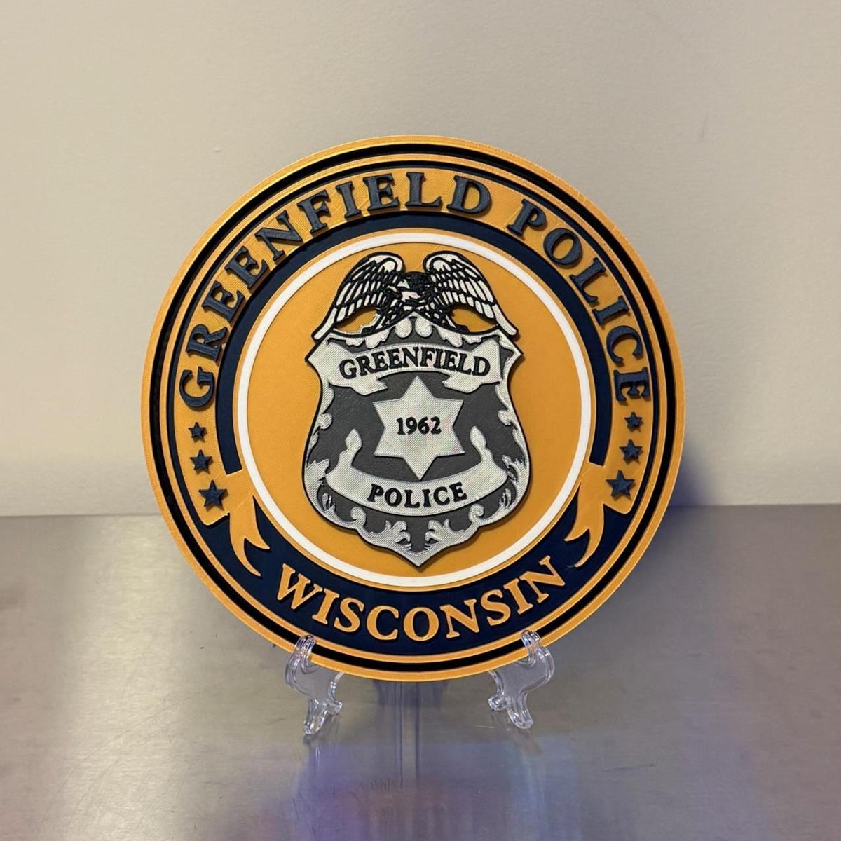 Greenfield Police Department 3D Embossed Plaque: First Responder Display Plaque Wisconsin