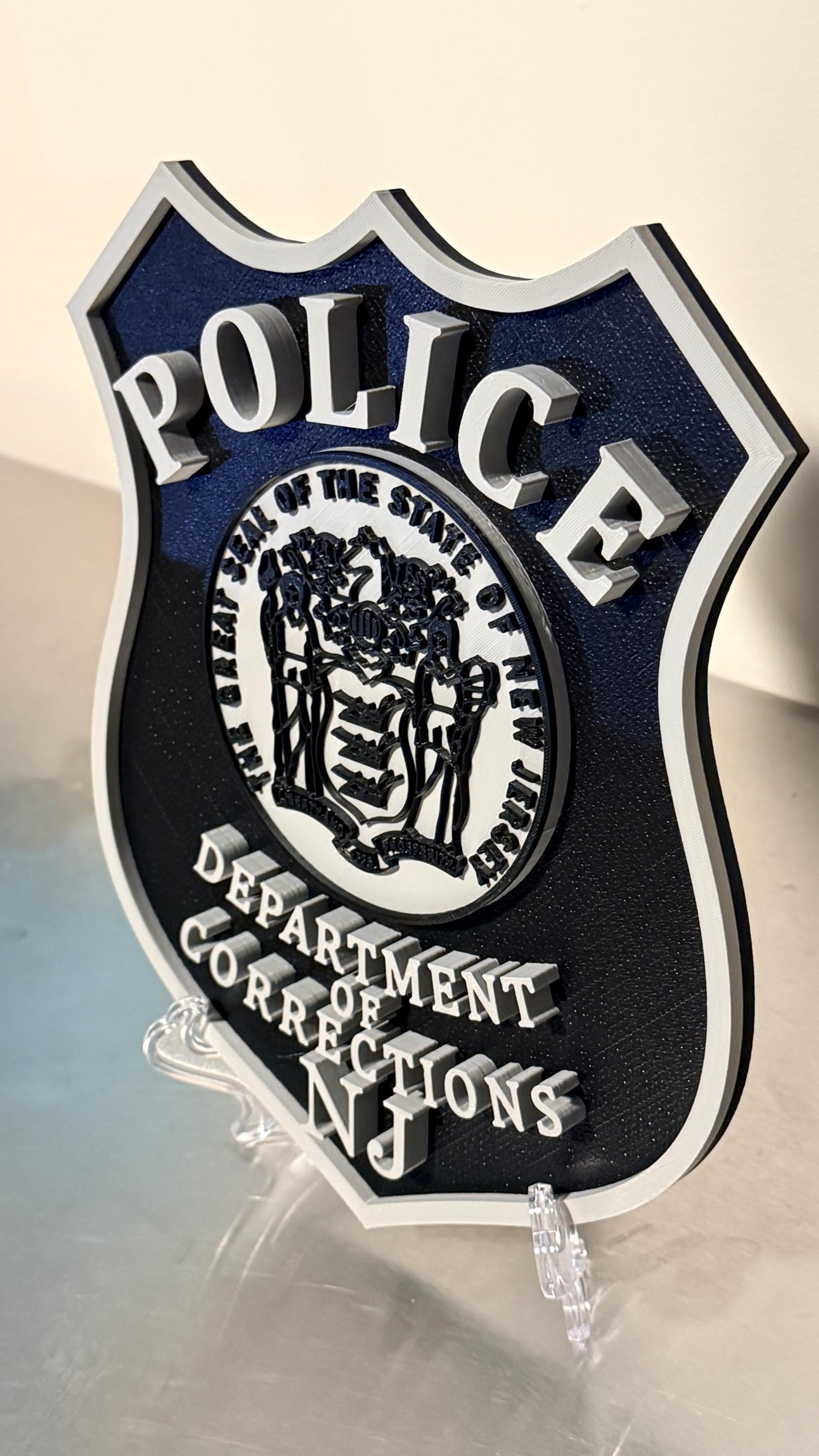 NJ Department of Corrections Police Subdued 3D Embossed Plaque New Jersey