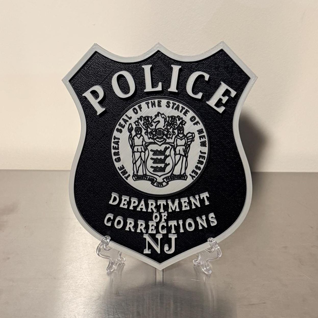 NJ Department of Corrections Police Subdued 3D Embossed Plaque New Jersey
