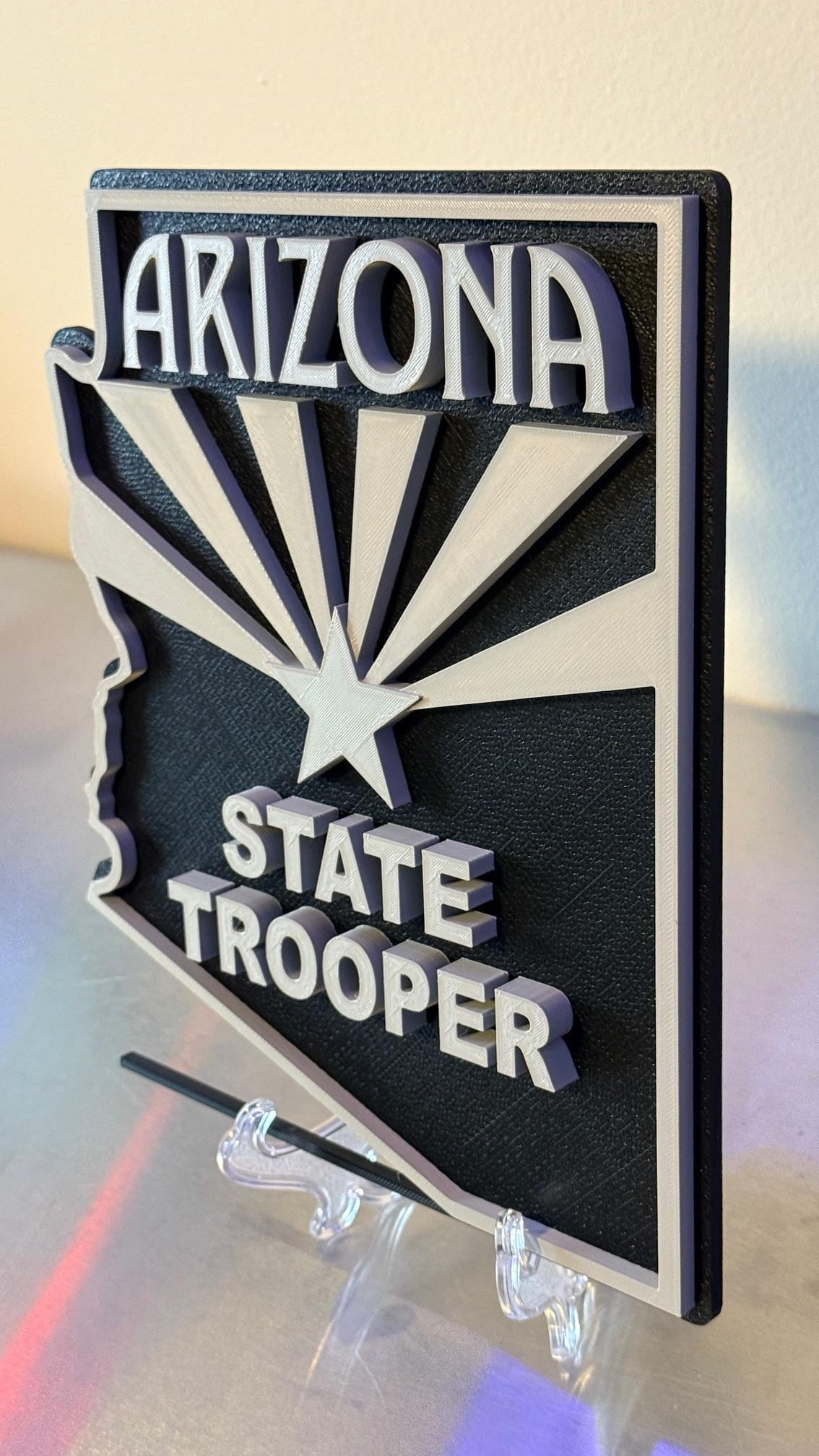 Arizona State Trooper 3D Display Plaque First Responder AZ