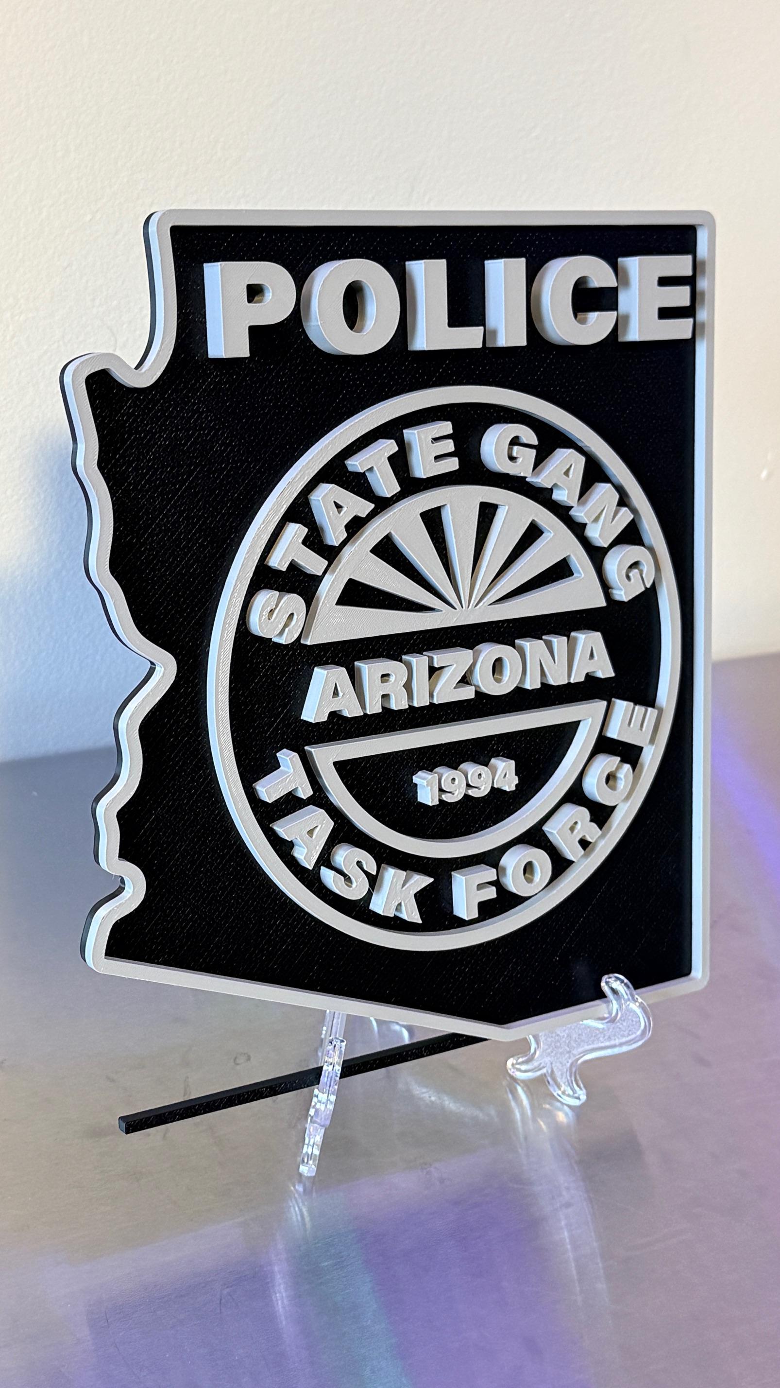 Arizona State Gang Task Force 3D Display Plaque First Responder AZ