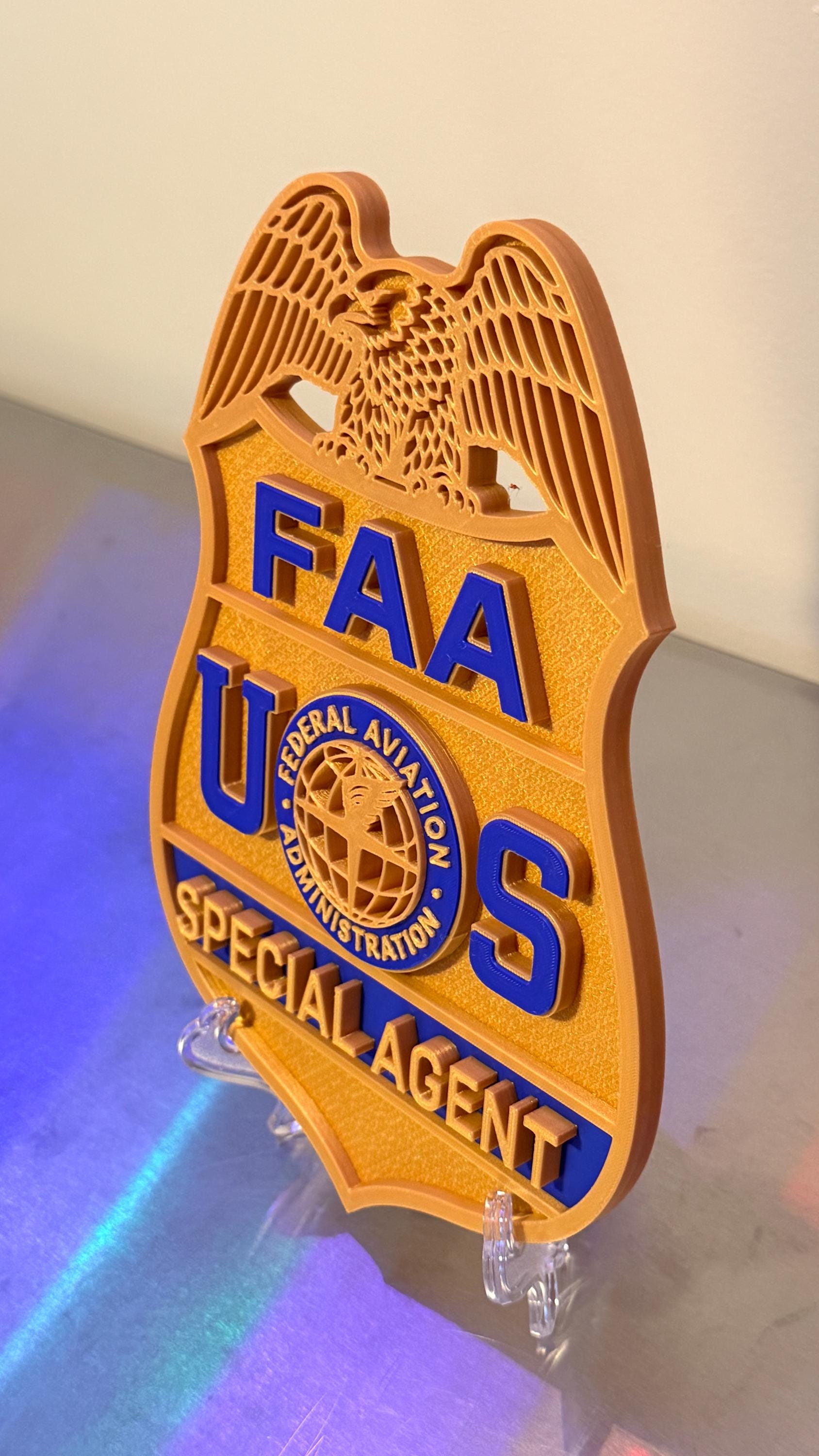 FAA Special Agent Badge 3D Display Plaque : 3D Embossed Federal Aviation Administration Display Government