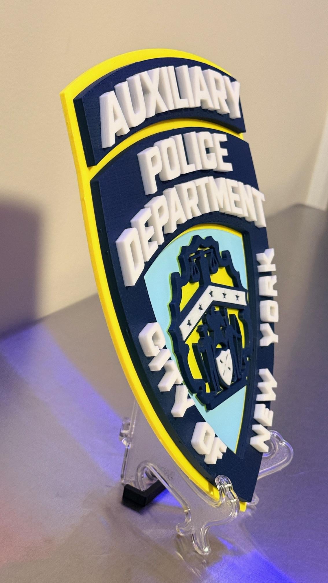 NYPD Auxiliary 3D Embossed Display Plaque: NYC Police Department Display Plaque